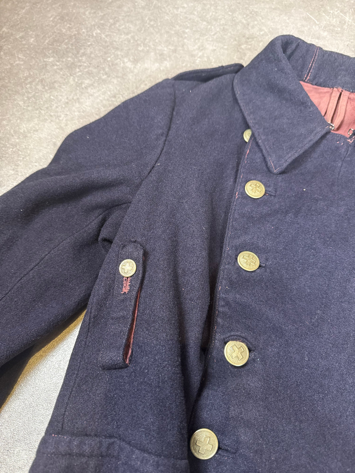 Vintage Schweizer Armee Uniformjacke Wolljacke Militär Dunkelblau Swiss Army