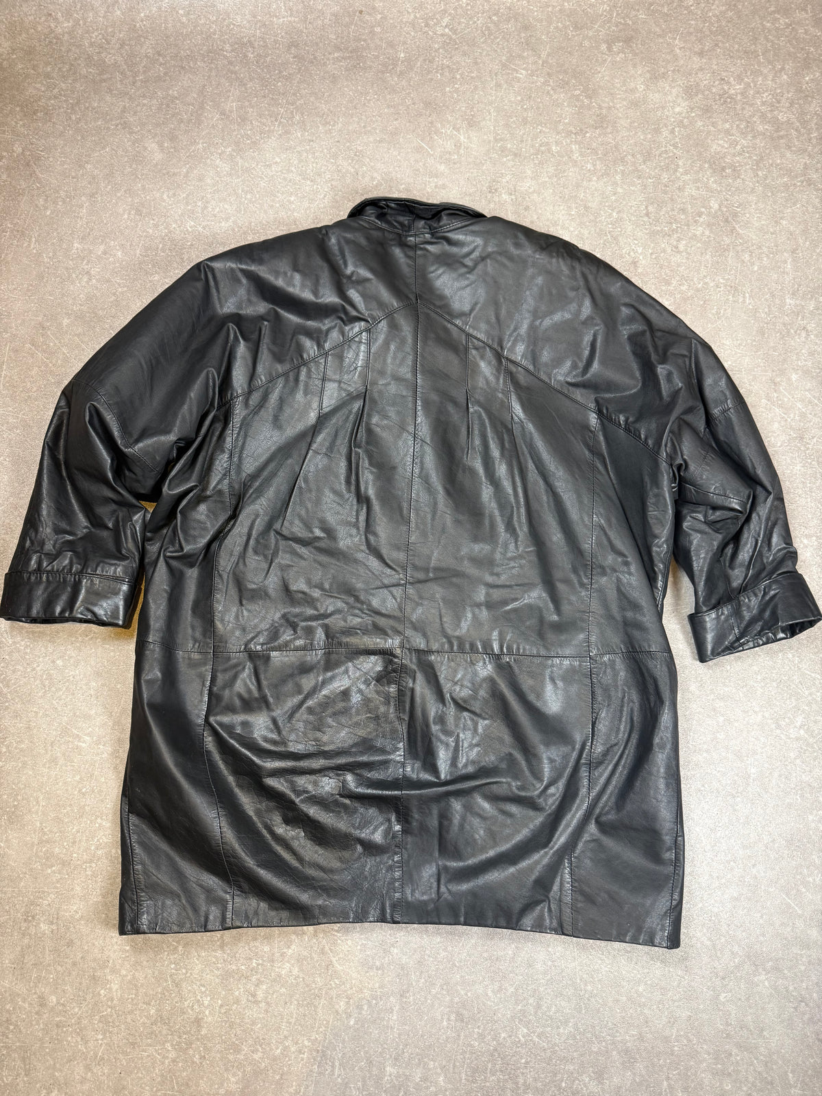 Vintage Ledermantel Schwarz Echtleder – 80er 90er Leder Kurzmantel Oversize