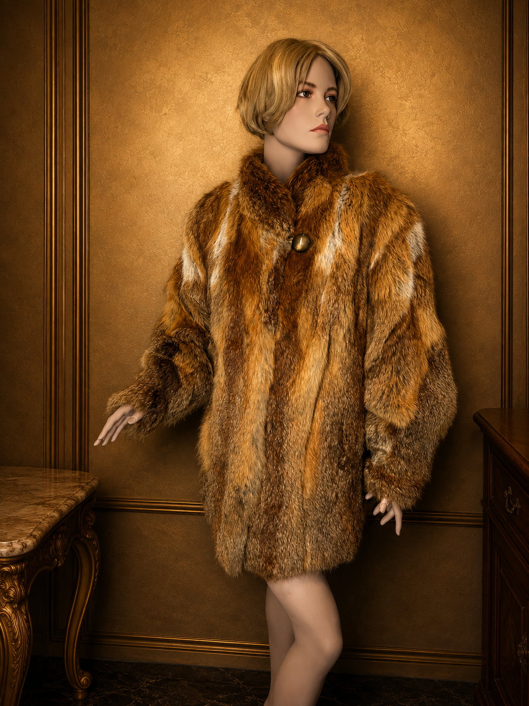 Vintage Rotfuchs Pelzmantel Red Fox Exclusive Echtfell Damen Gr. XL 44/46 Fuchs