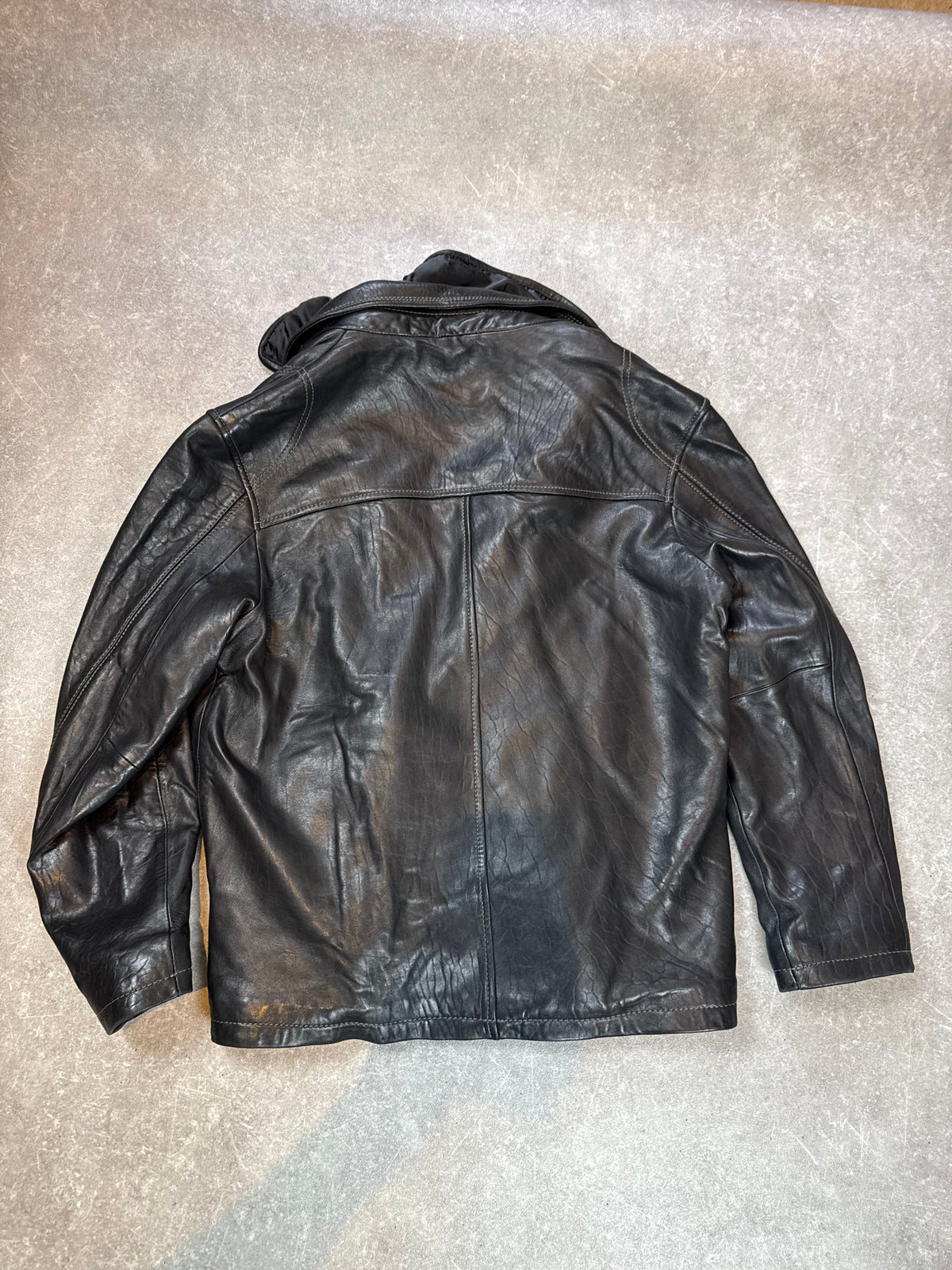 Engbers Lederjacke Herren Gr. 54 Braun Schwarz Echtleder Winterjacke mit abnehmbarem Fellkragen