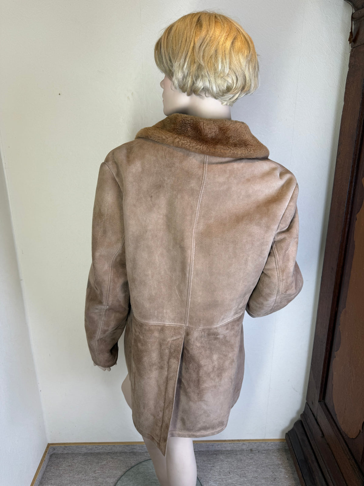 Vintage Lammfellmantel Damen Braun – Echtleder Shearling Fellmantel