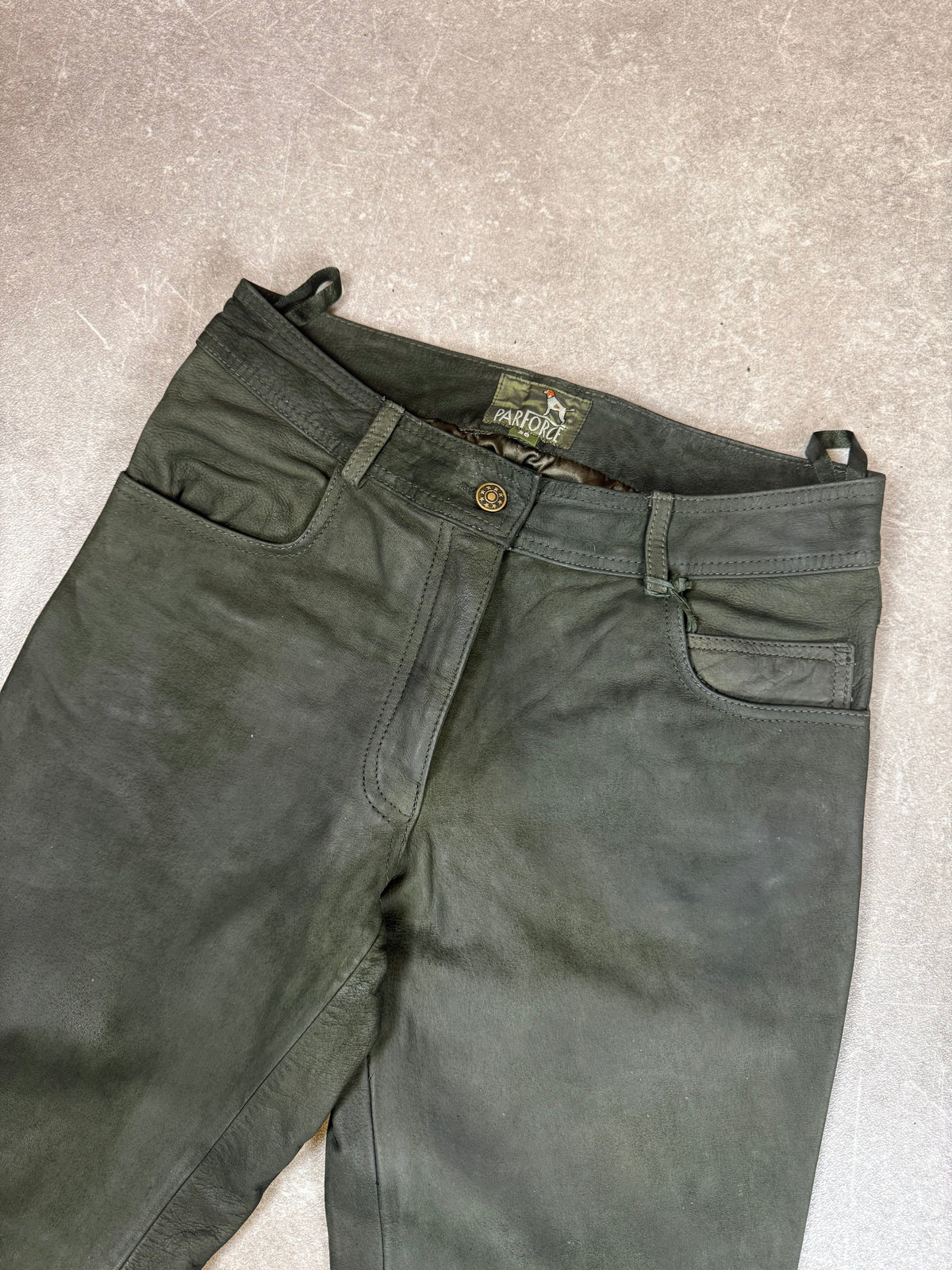PARFORCE Damen Lederhose Gr. 38 Dunkelgrün Vintage Echtleder