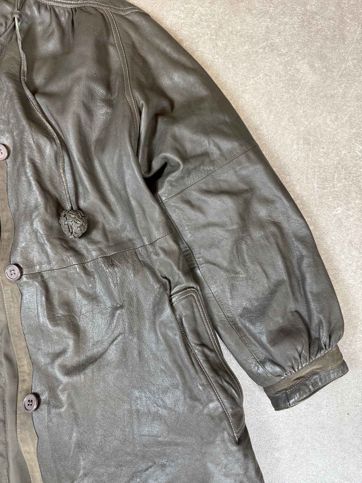 Vintage Ledermantel Gr. 36 Grau Braun Echtleder 80er