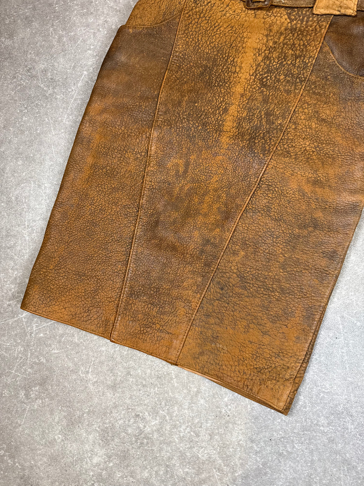 Vintage Lederrock Gr. 34 Braun – Franz Meyer Schlüßlberg Patina Gürtel