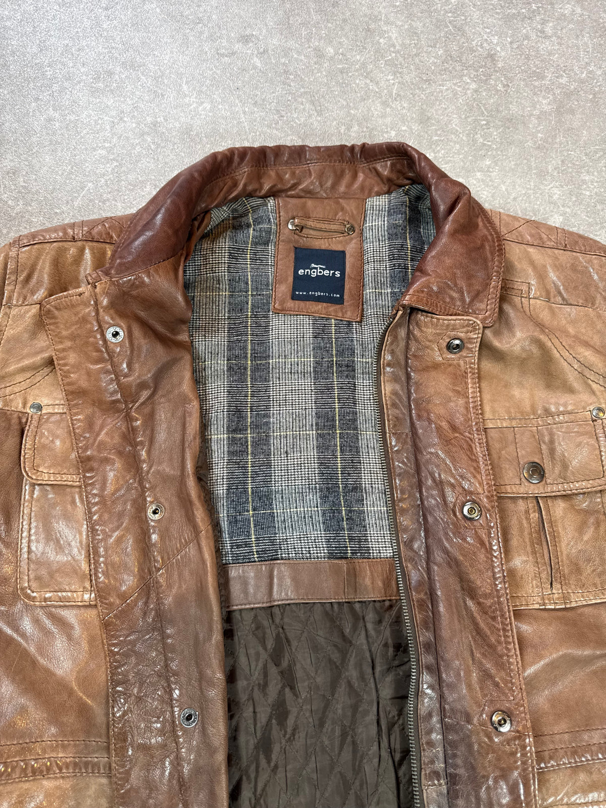 Engbers Lederjacke Herren Braun L Vintage Field Jacket Nappaleder Outdoor
