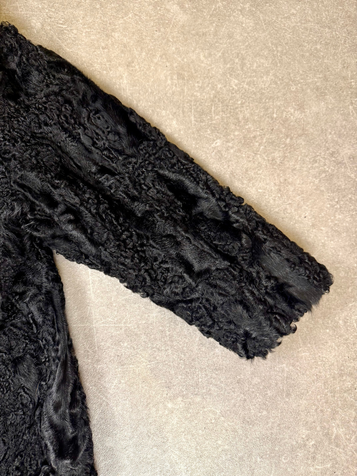 Vintage Persianer Pelzmantel Schwarz Karakul Lammfell Damen Echtpelz Gr. M/L