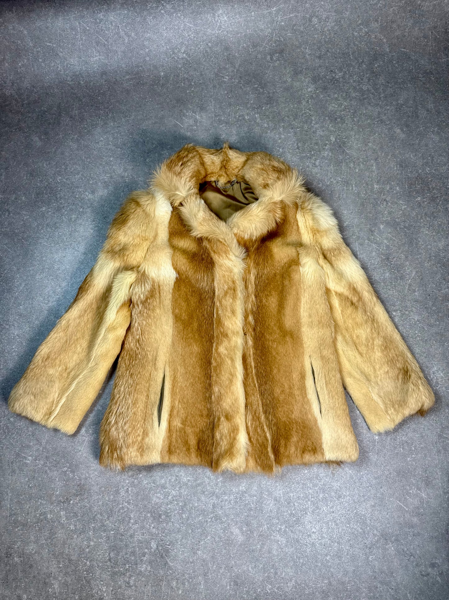 Vintage Rotfuchs Pelzjacke Echtpelz Damen Natur Braun Fox Fur Jacket Gr. S/M