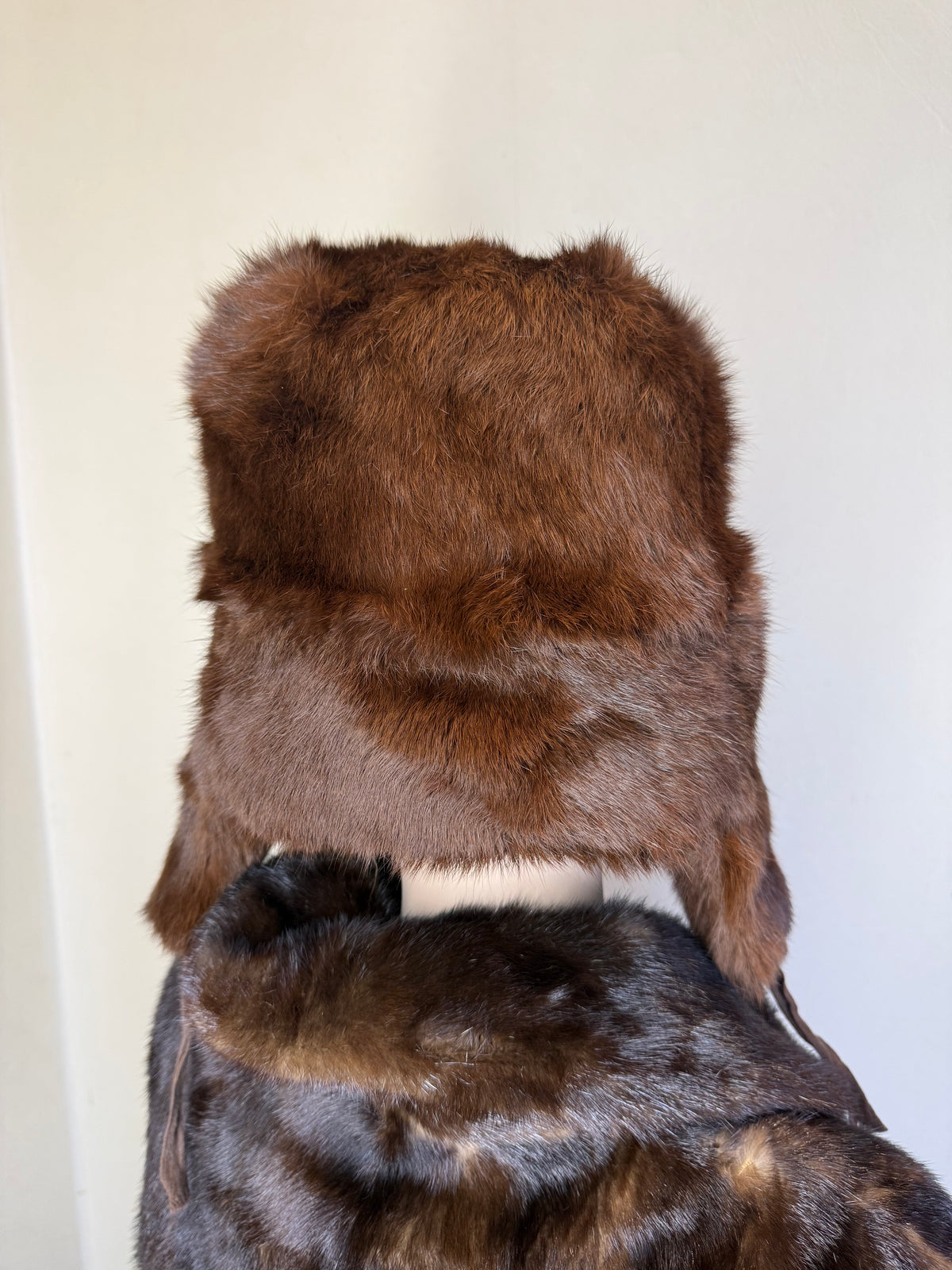 Vintage Nerz Pelzmütze Ushanka Braun Echtpelz Wintermütze Damen Herren