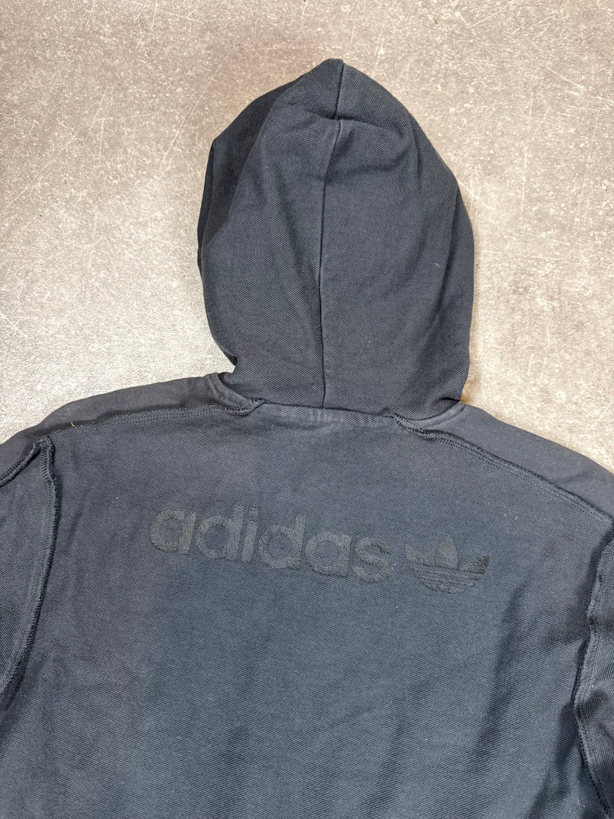 Adidas Originals Vintage Hoodie Schwarz Ton-in-Ton Logo Inside Out