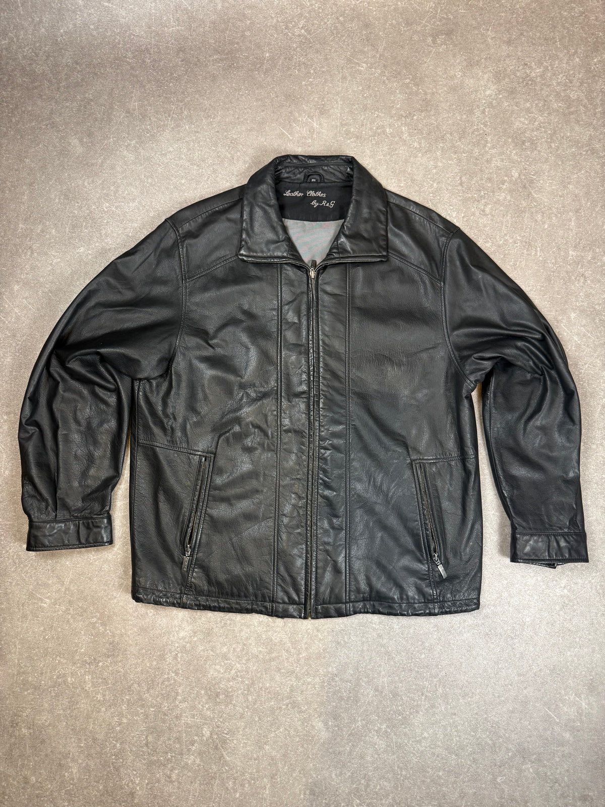 Vintage Herren Lederjacke Schwarz Gr. 52 R&G Echtleder 90er Jahre