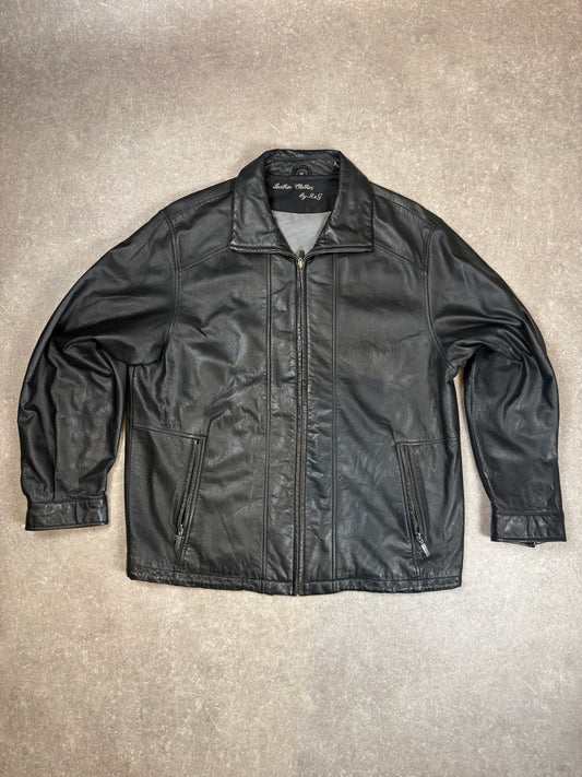 Vintage Herren Lederjacke Schwarz Gr. 52 R&G Echtleder 90er Jahre