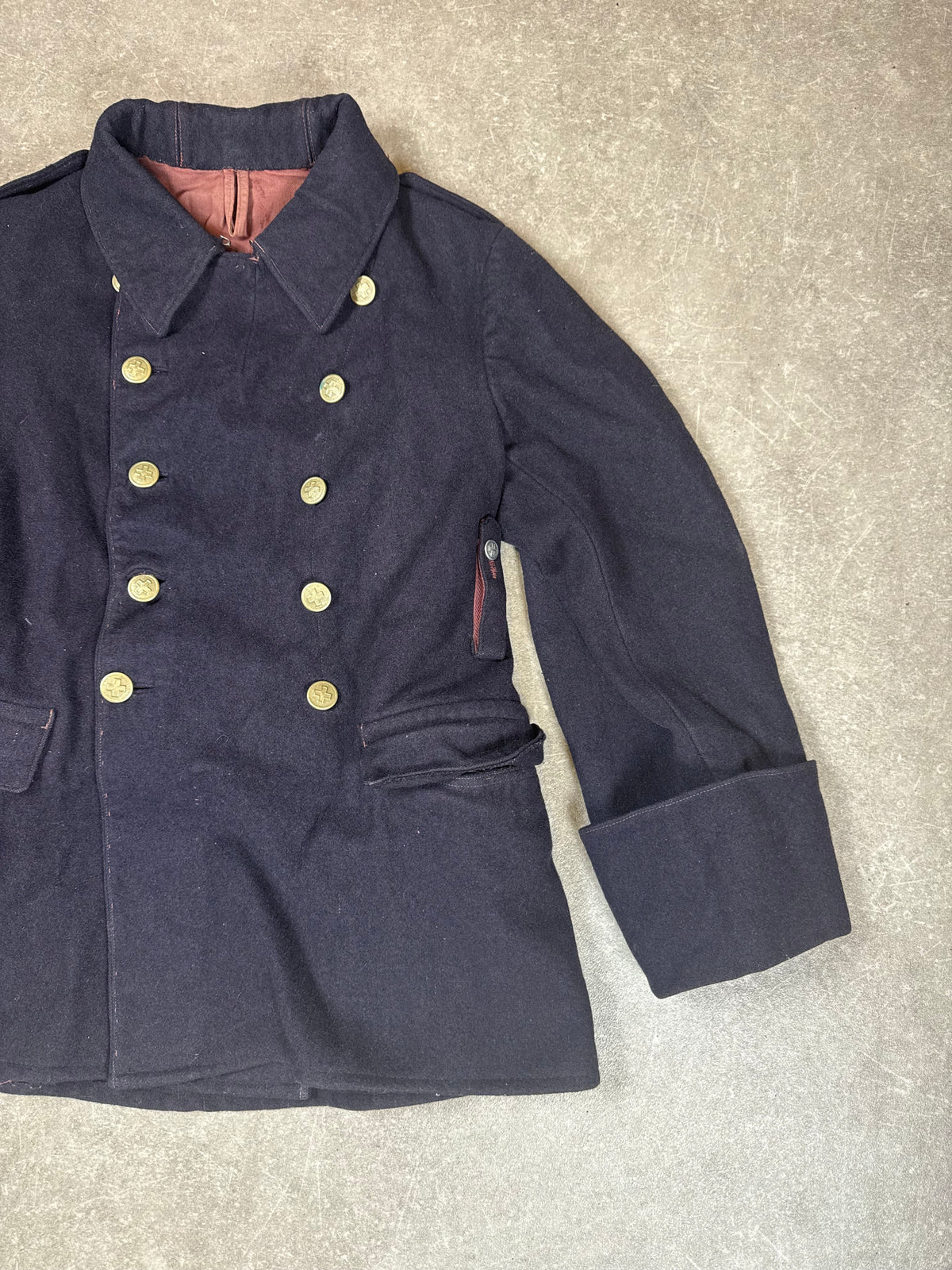Vintage Schweizer Armee Uniformjacke Wolljacke Militär Dunkelblau Swiss Army