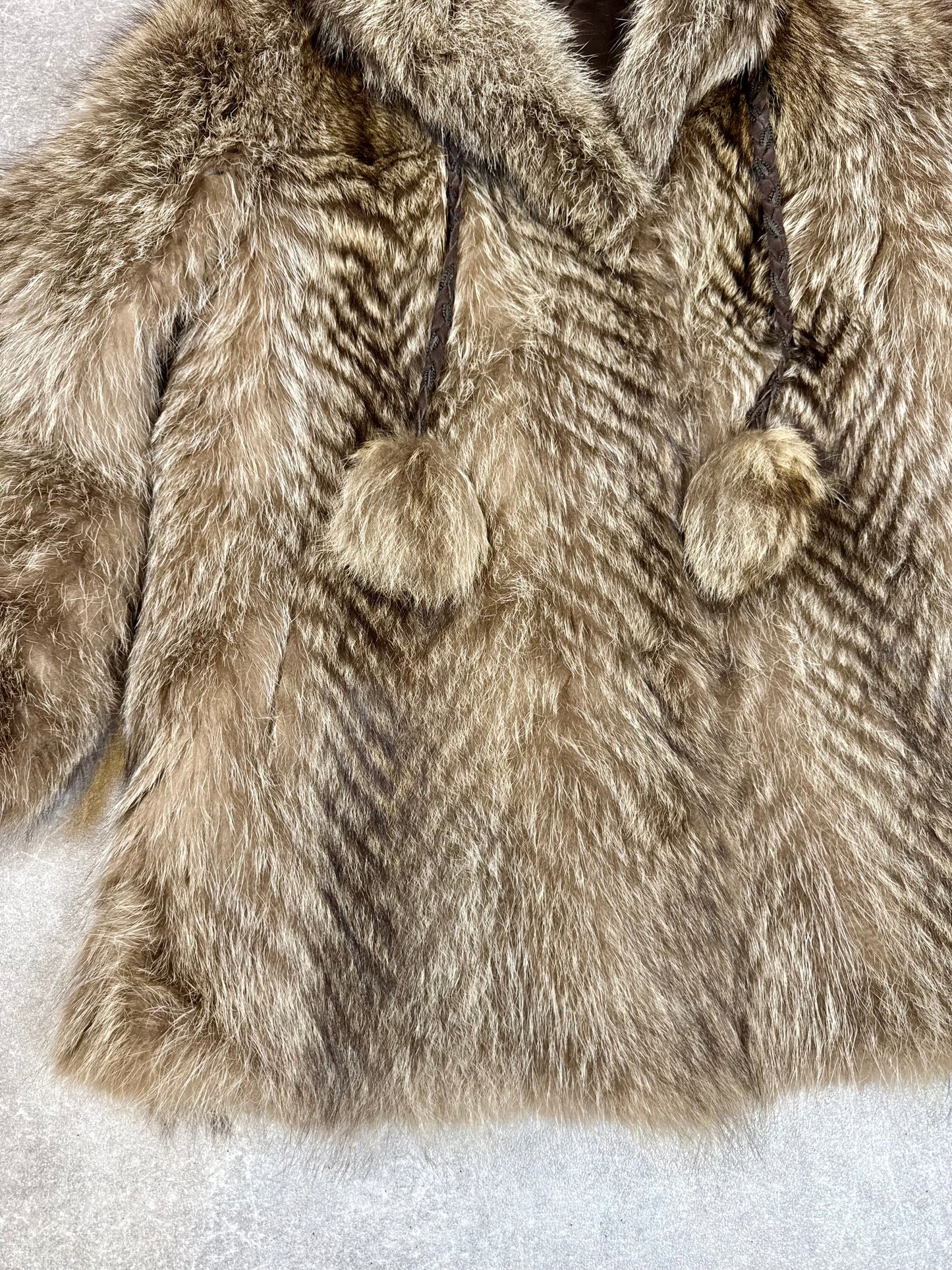 Edle Waschbär Pelzjacke Damen Gr. M 38/40 Braun Vintage Echtpelz Mantel