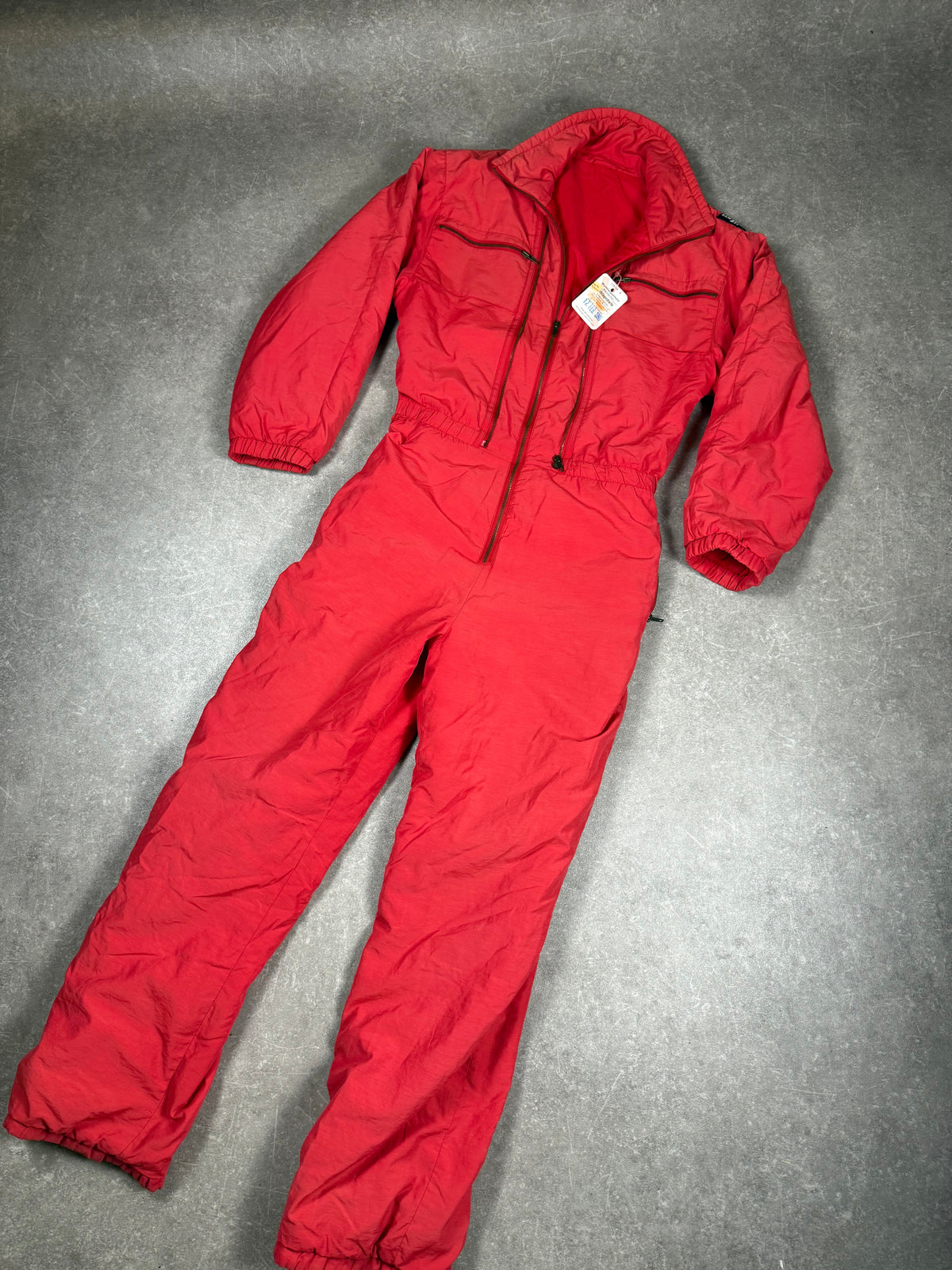 Vintage 80er 90er Ski Overall Rot Einteiler Skianzug Retro Snow Suit