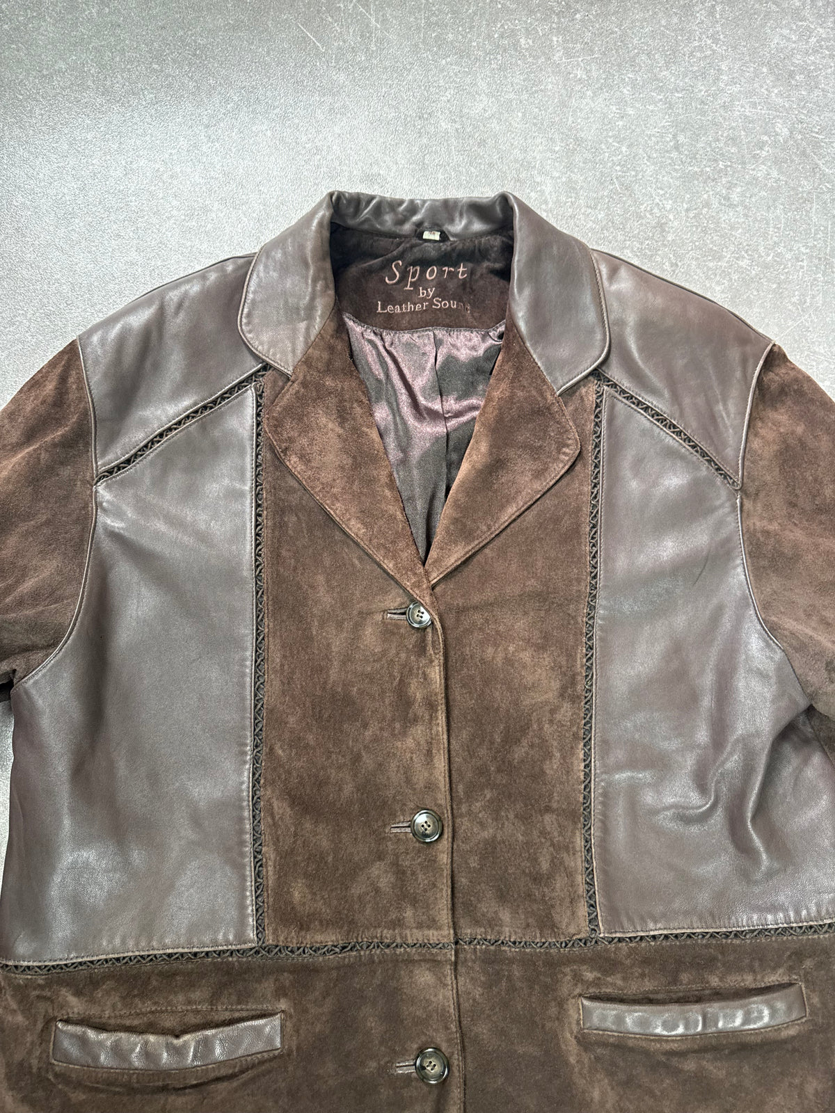 Leather Sound Lederjacke 48 Braun Wildleder Lammnappa Vintage Blazer Jacke
