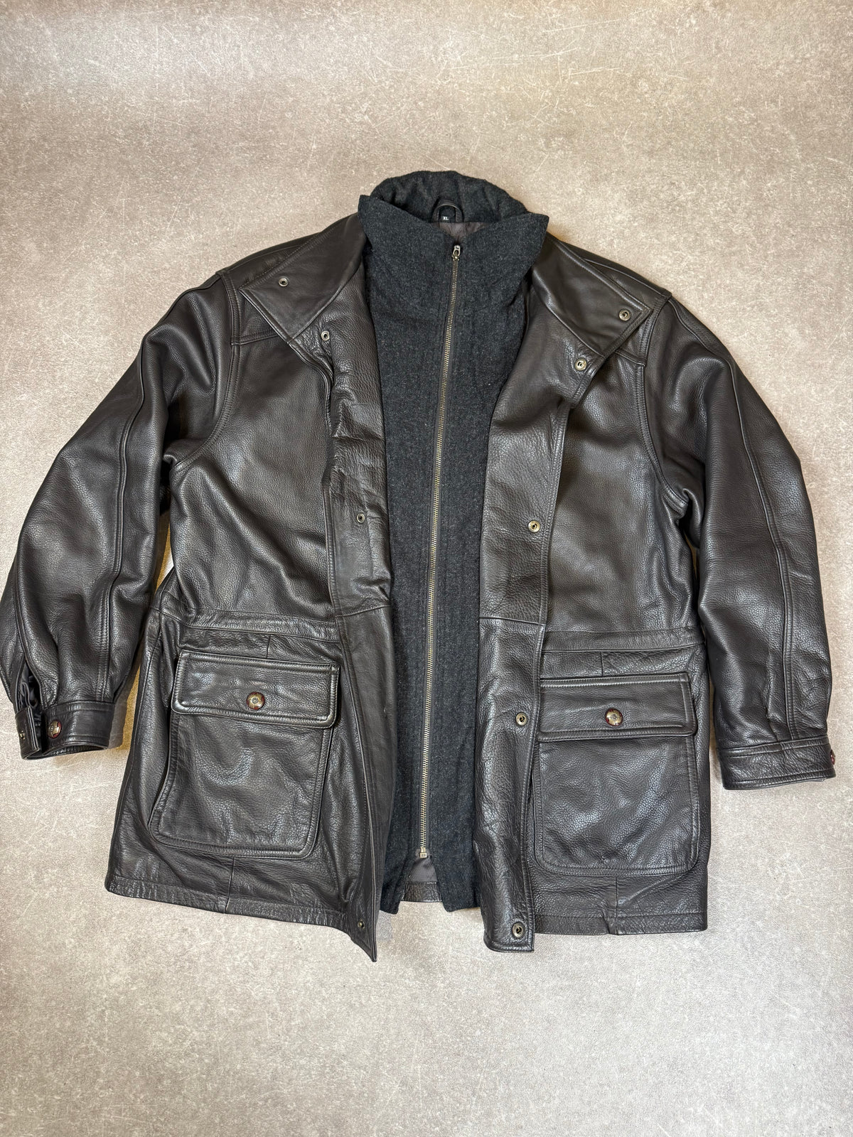 Vintage Herren Lederjacke Echtleder Schwarz mit herausnehmbarem Innenfutter – XL