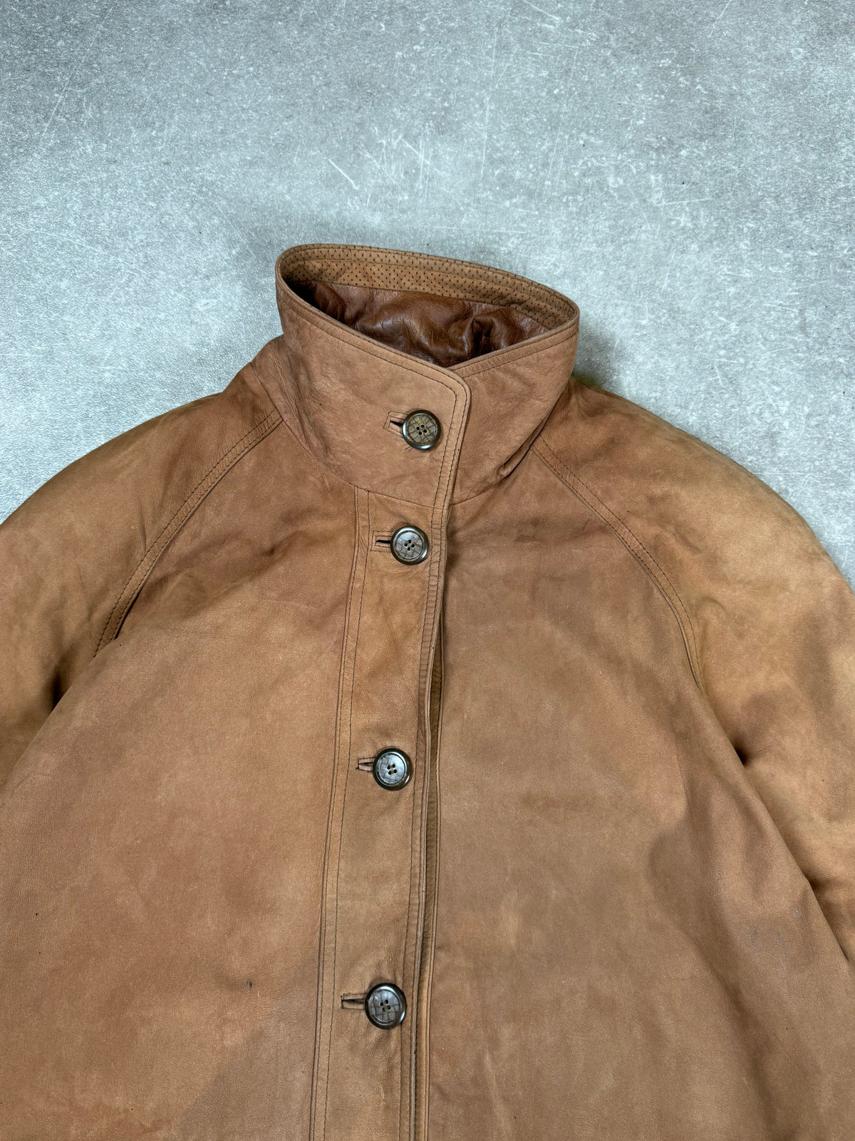 Vintage R&G Leather Active Damen Ledermantel Nubukleder Braun Gr. 46