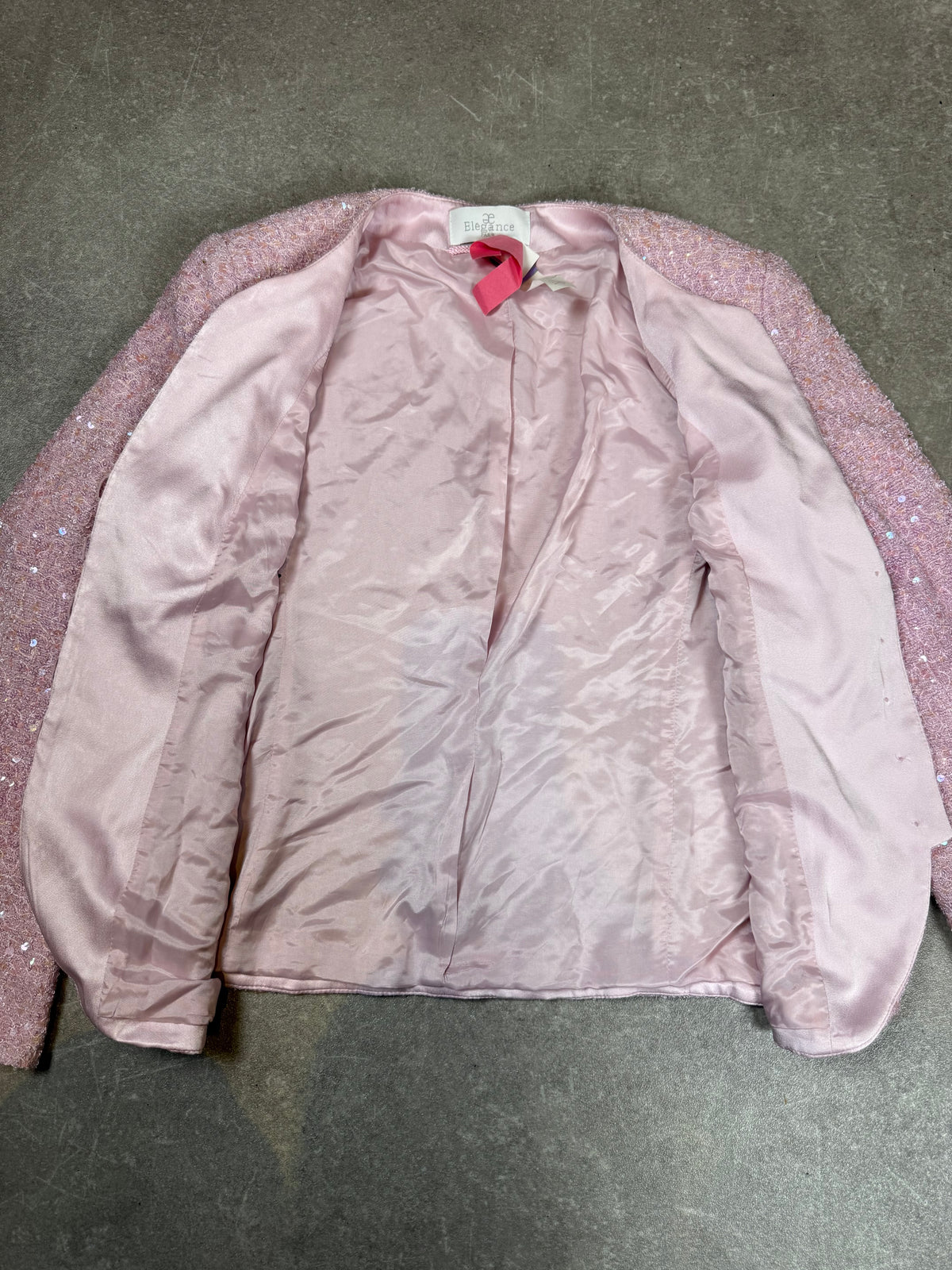 Elégance Paris Vintage Pailletten Blazer Rosa – Damen Abendjacke