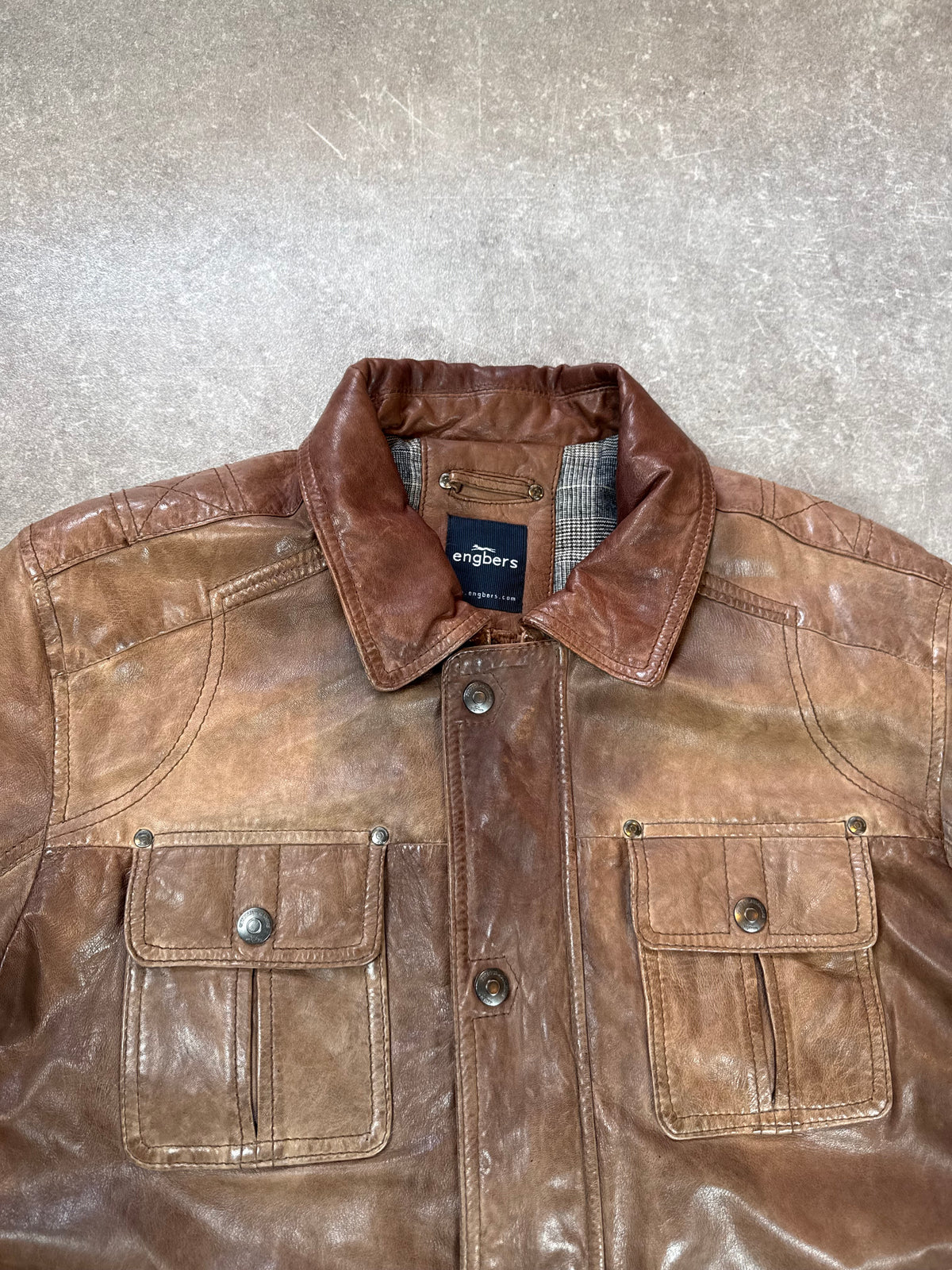 Engbers Lederjacke Herren Braun L Vintage Field Jacket Nappaleder Outdoor