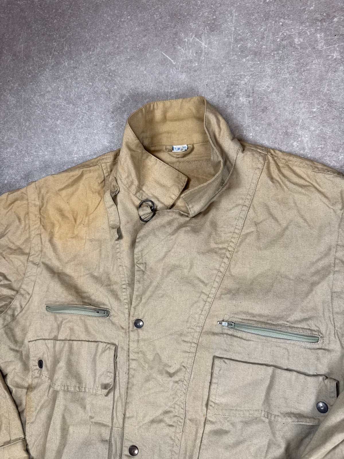 Vintage CLAUDE Herren Field Jacket 100% Baumwolle Beige Gr. M Utility Jacke