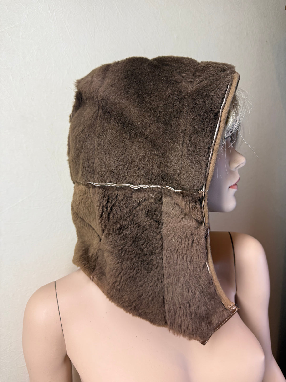 Vintage Lammfell Kapuze Echtfell Shearling Braun Leder Pelzkapuze Abnehmbare Winter Kapuze Unisex