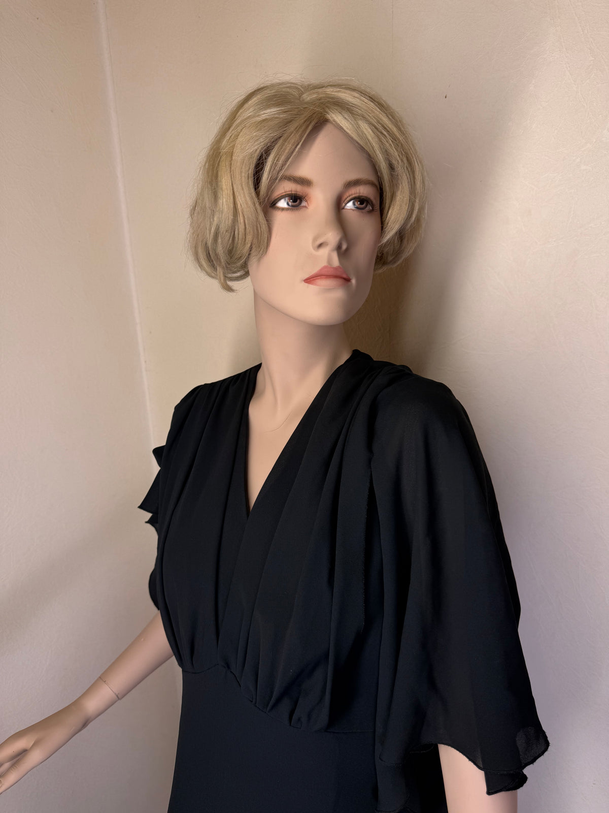 Vintage Damen Abendkleid Schwarz – Langes Maxikleid mit Flügelärmeln