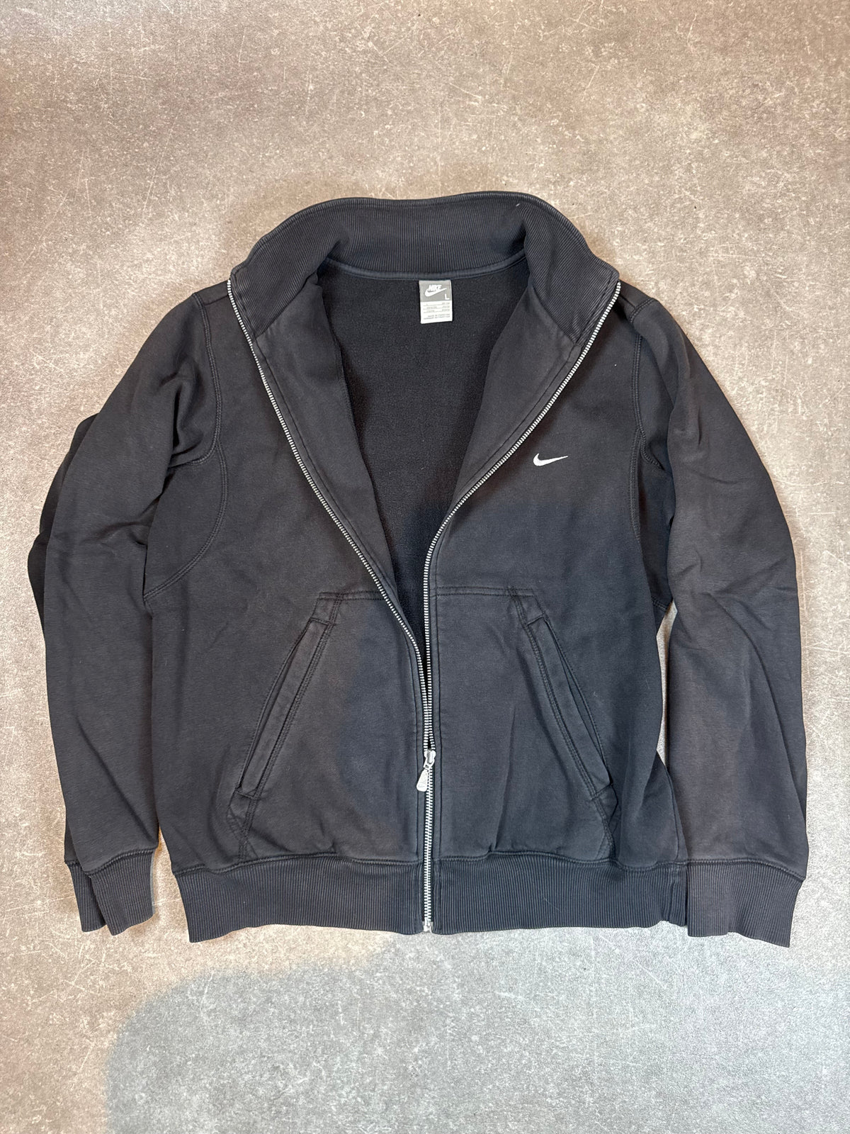 Nike Vintage Y2K Sweatjacke Gr. L Schwarz Full Zip Track Jacket Swoosh