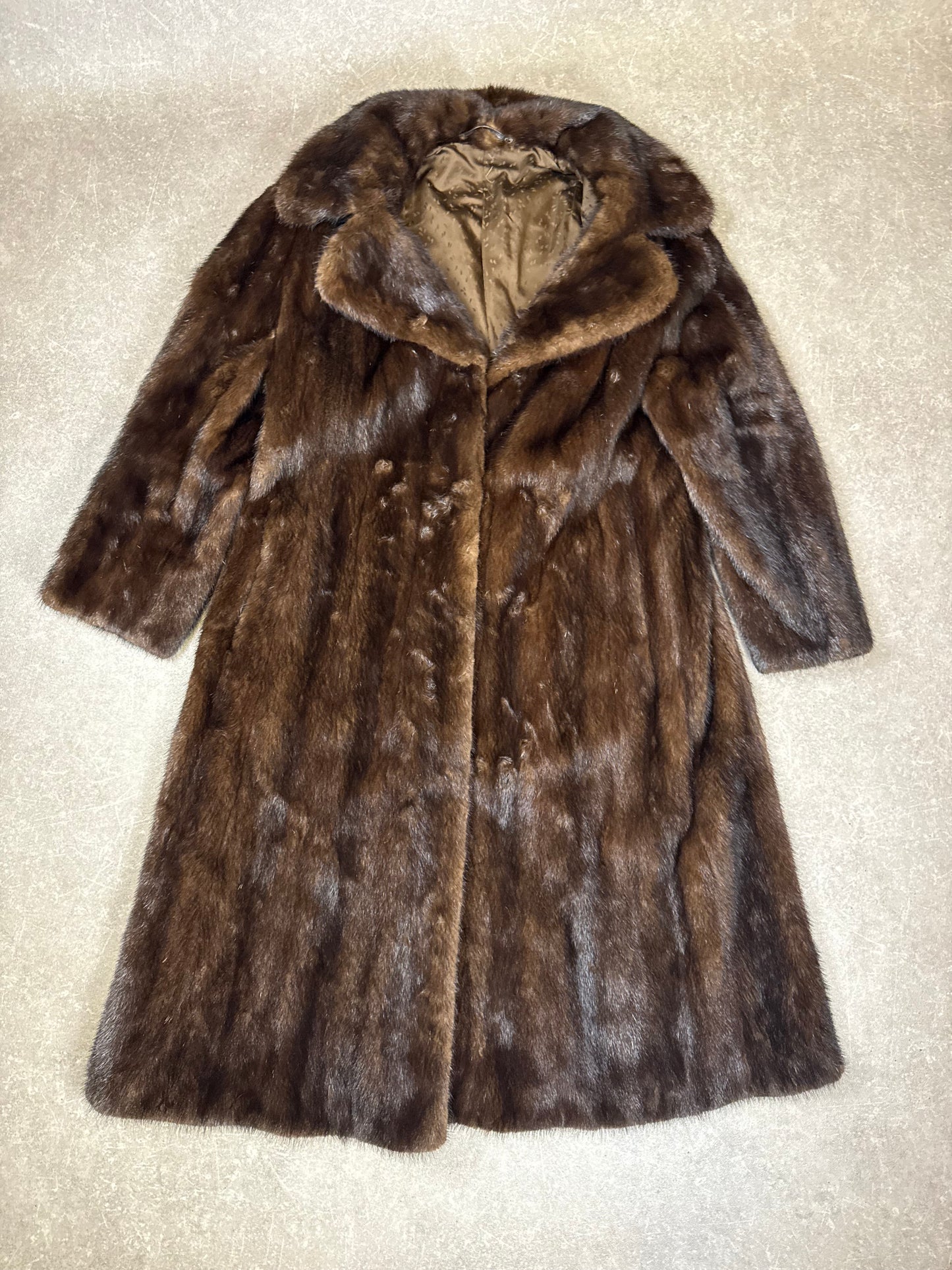 Vintage Nerzmantel Echtpelz Damen M Braun Lang Pelzmantel Mink Echtfell Luxus