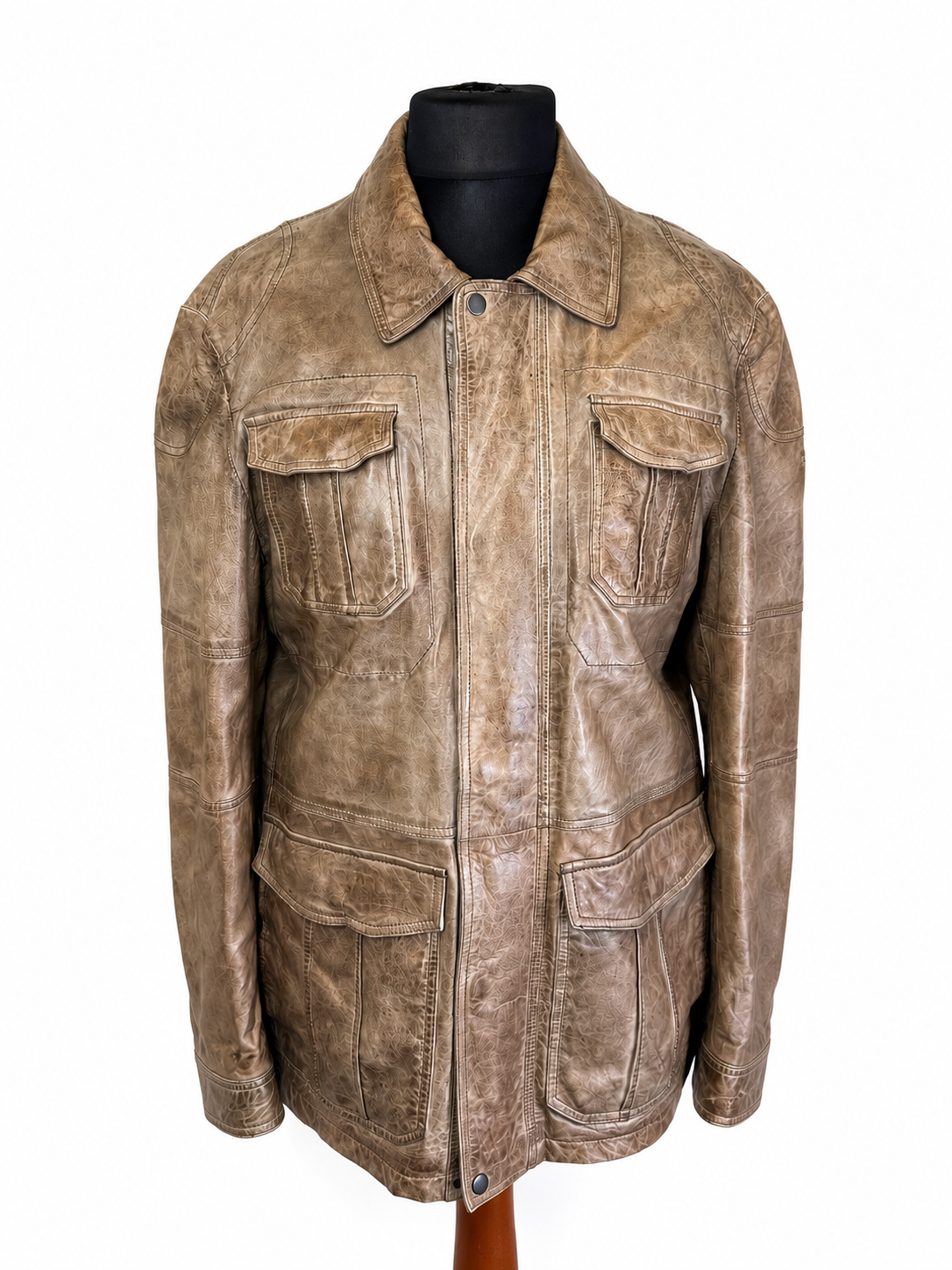 LLOYD Lederjacke Herren Braun Gr. 50 Vintage Field Jacket Echtleder Übergangsjacke