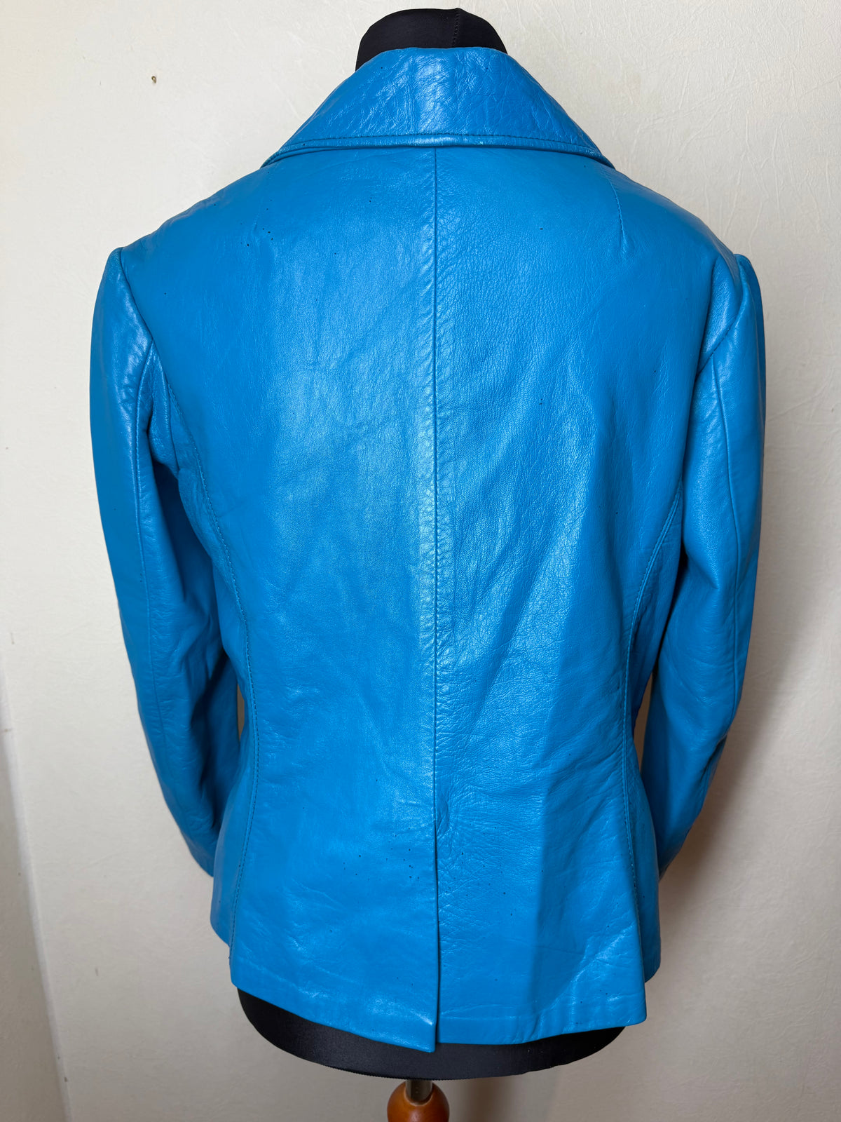 Vintage Lederjacke Damen Blau Türkis Echtleder 70er 80er Blazer Jacke S M