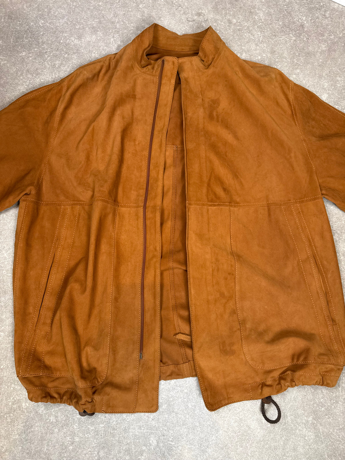 Munper Lederjacke Veloursleder Braun Cognac Vintage Oversize Gr. 50