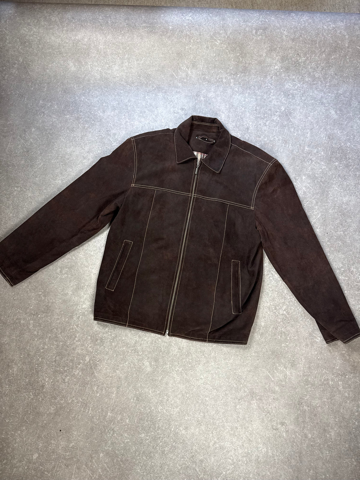 Angelo Litrico Wildlederjacke Herren M Braun Echtleder Vintage Übergangsjacke