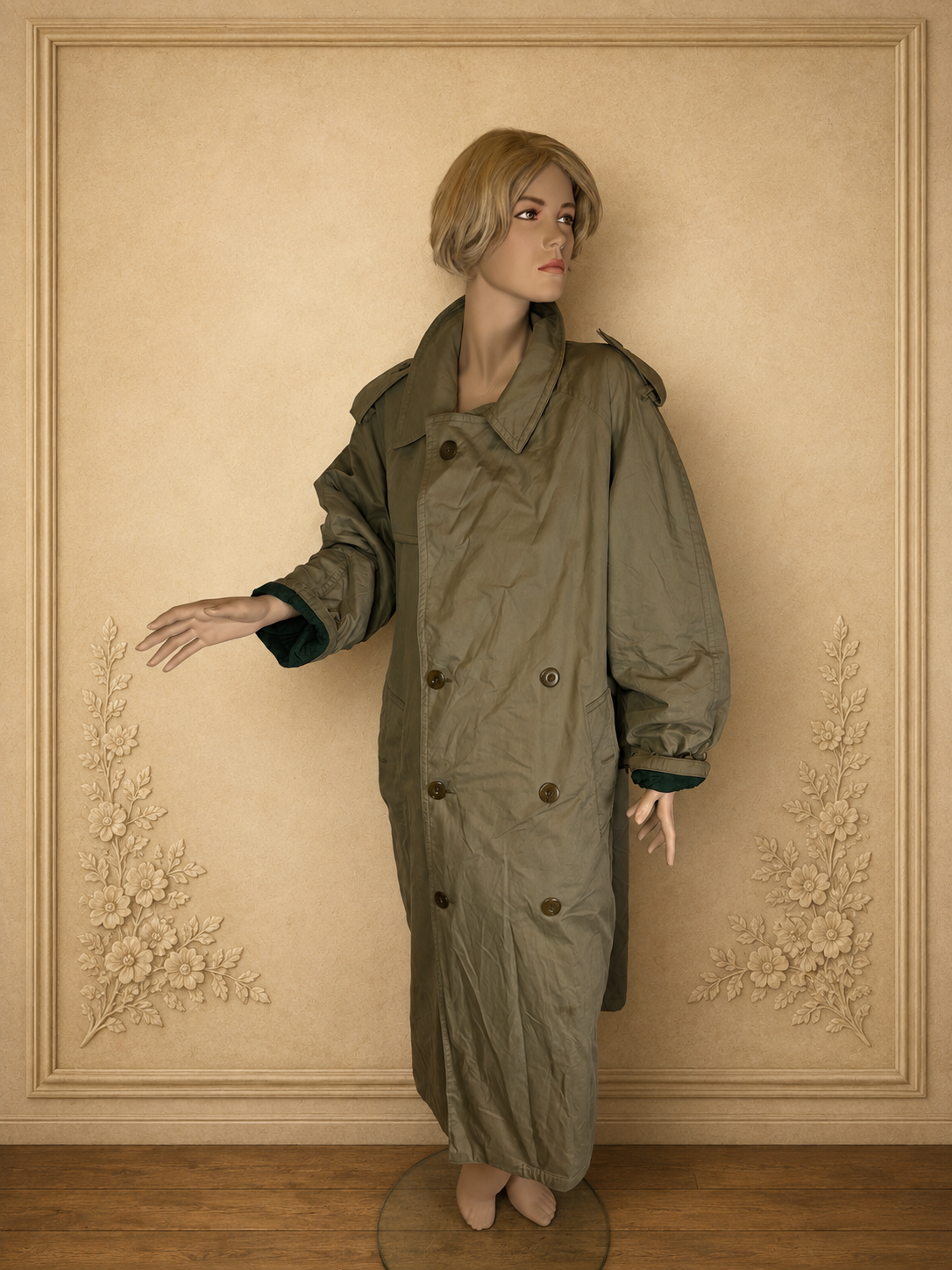 Vintage Hugo Boss Trenchcoat Herren Beige – Gefütterter Regenmantel Doppelreiher