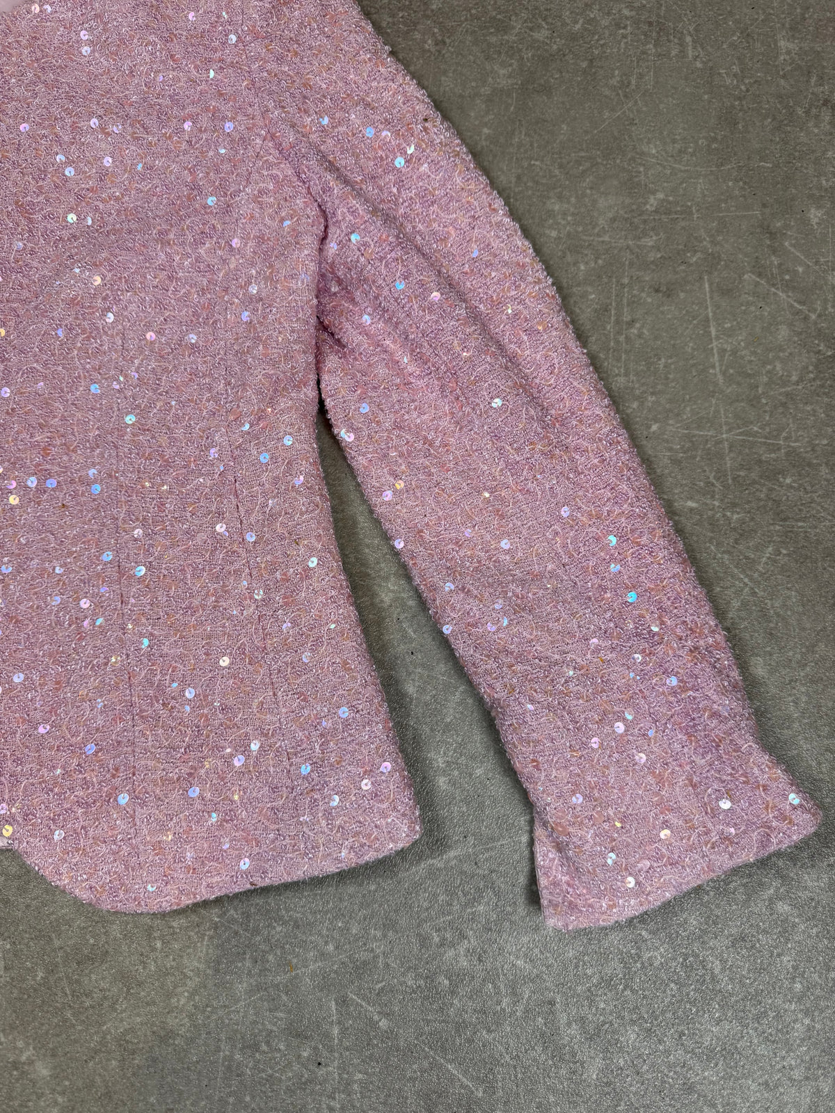 Elégance Paris Vintage Pailletten Blazer Rosa – Damen Abendjacke