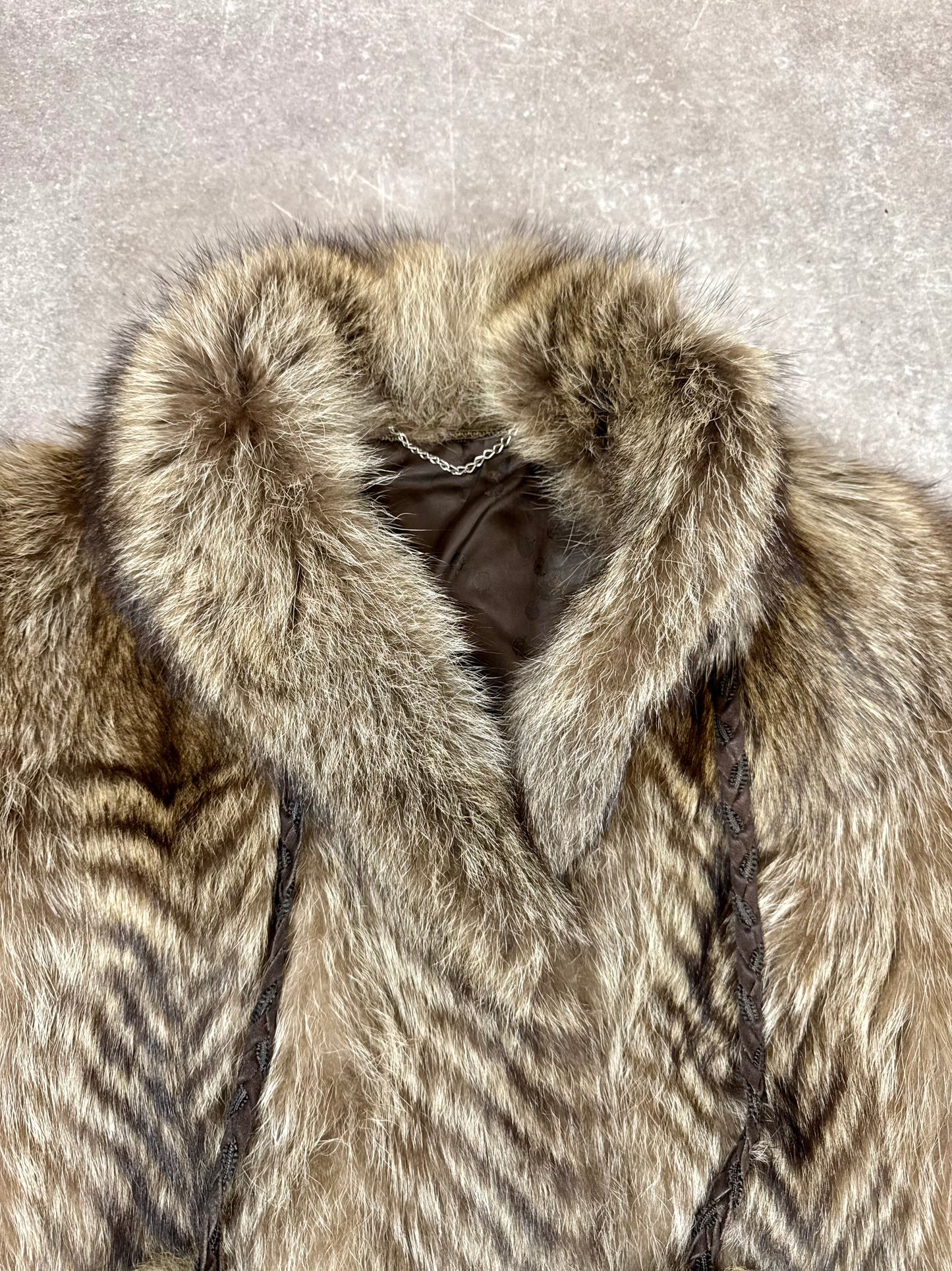 Edle Waschbär Pelzjacke Damen Gr. M 38/40 Braun Vintage Echtpelz Mantel