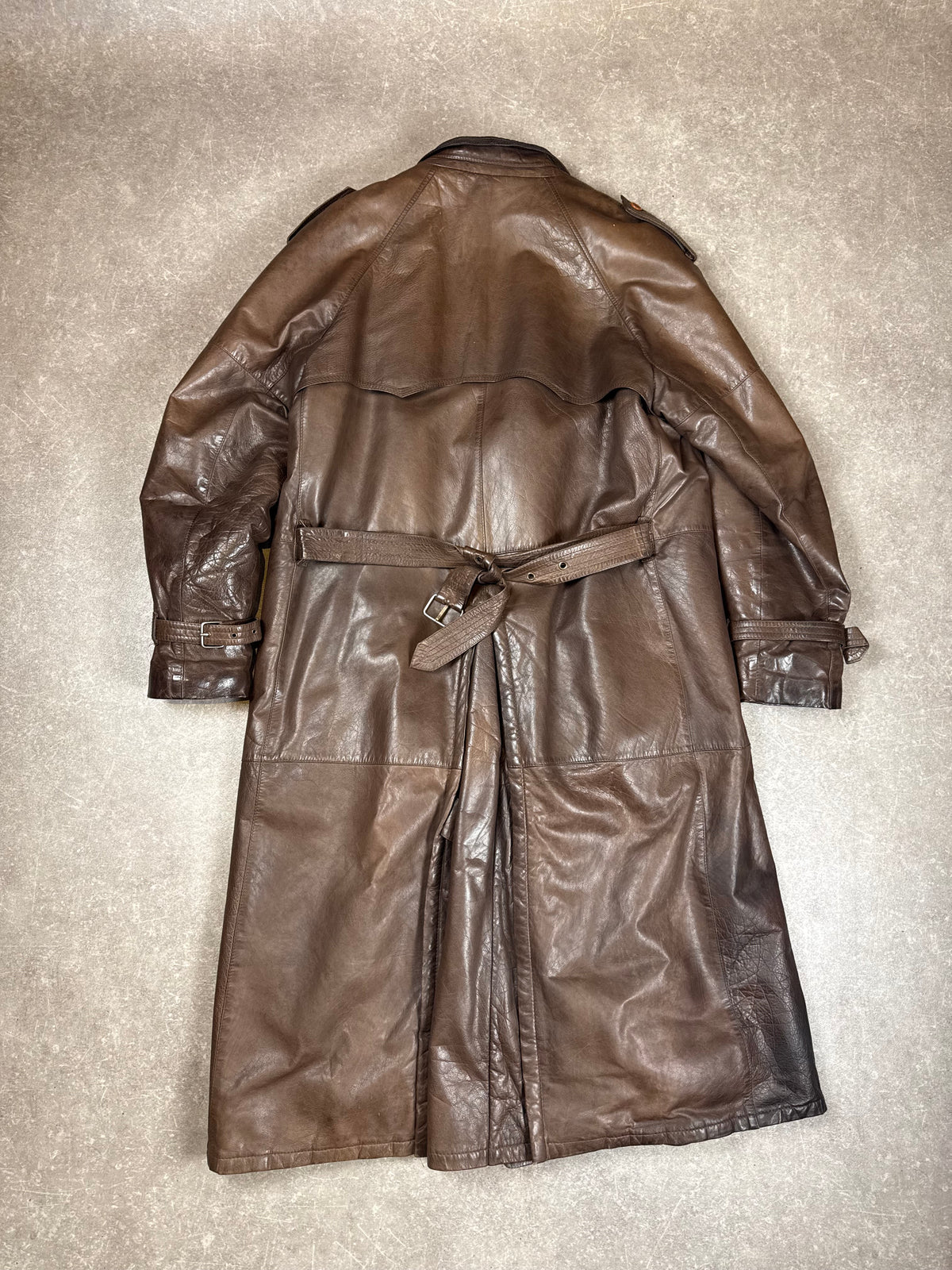 Vintage 70er/80er Ledermantel Herren Braun Echtleder Trenchcoat Lang