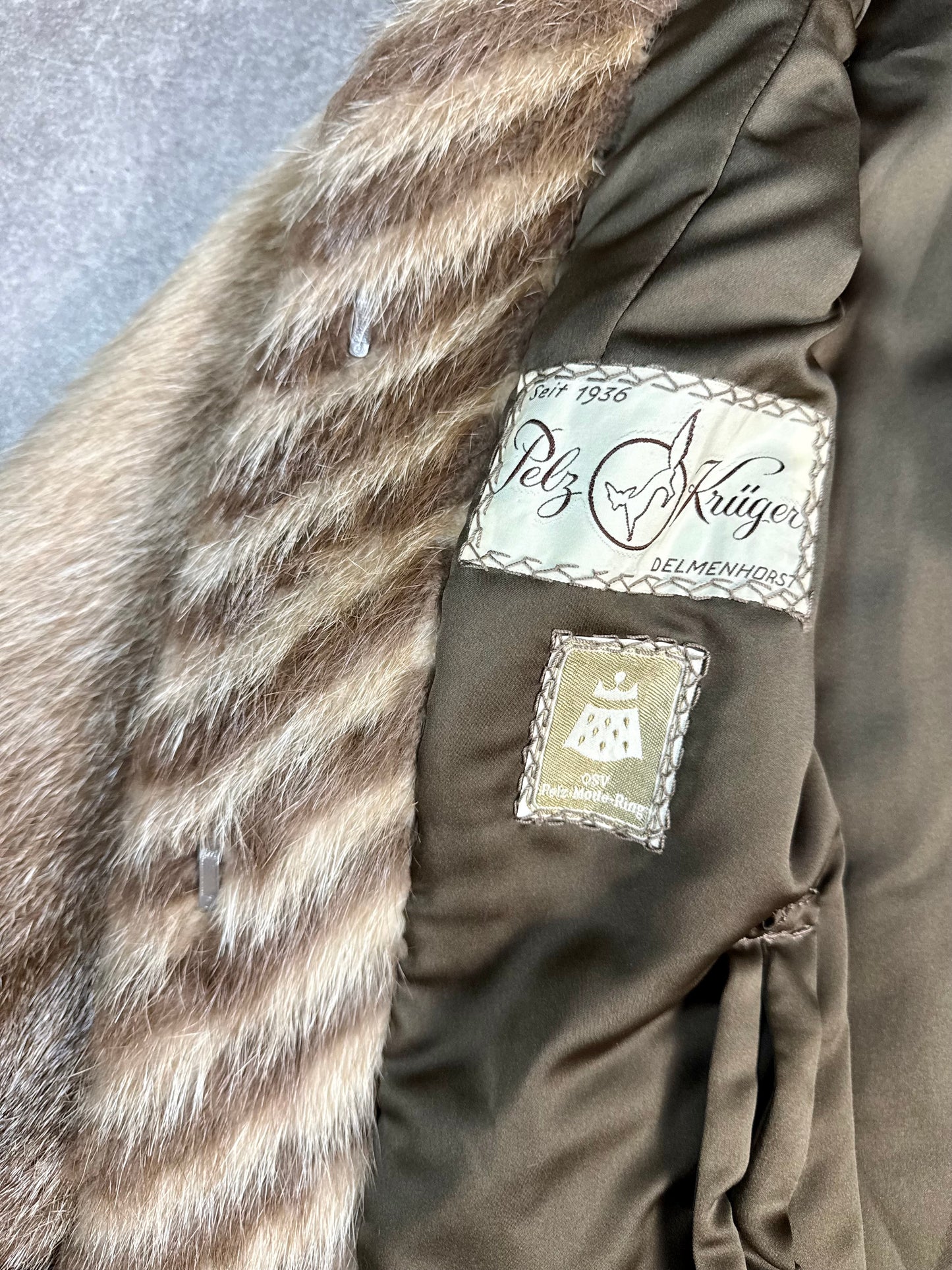 Vintage Bisam Pelzjacke mit Nerzbesatz Echtpelz Pelz Krüger Delmenhorst Damen