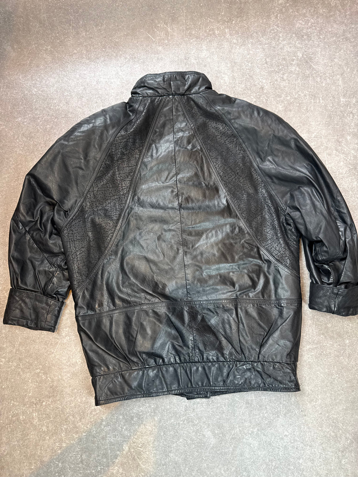 Vintage Lederjacke Echtleder Schwarz Übergangsjacke 80er 90er Oversize Gr 42 44