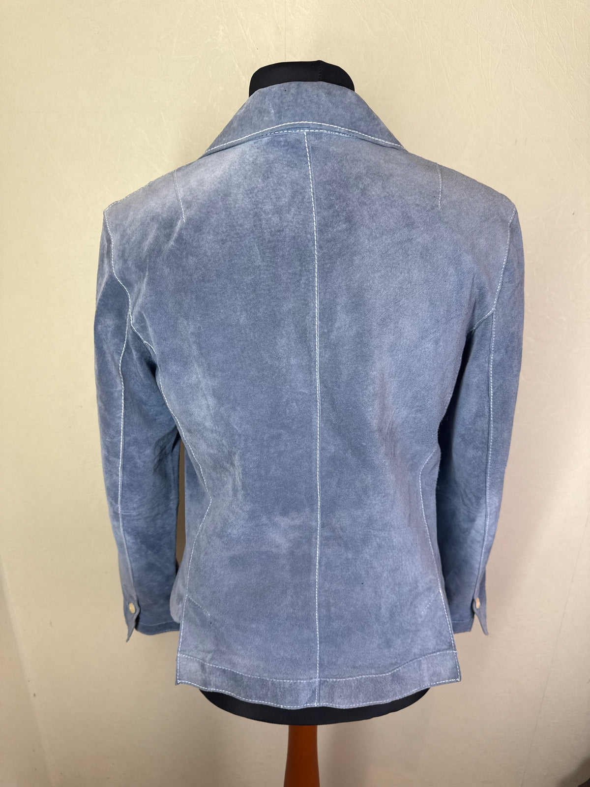 TCM Wildleder Blazer Damen 40 42 Hellblau Echtleder Lederjacke Vintage
