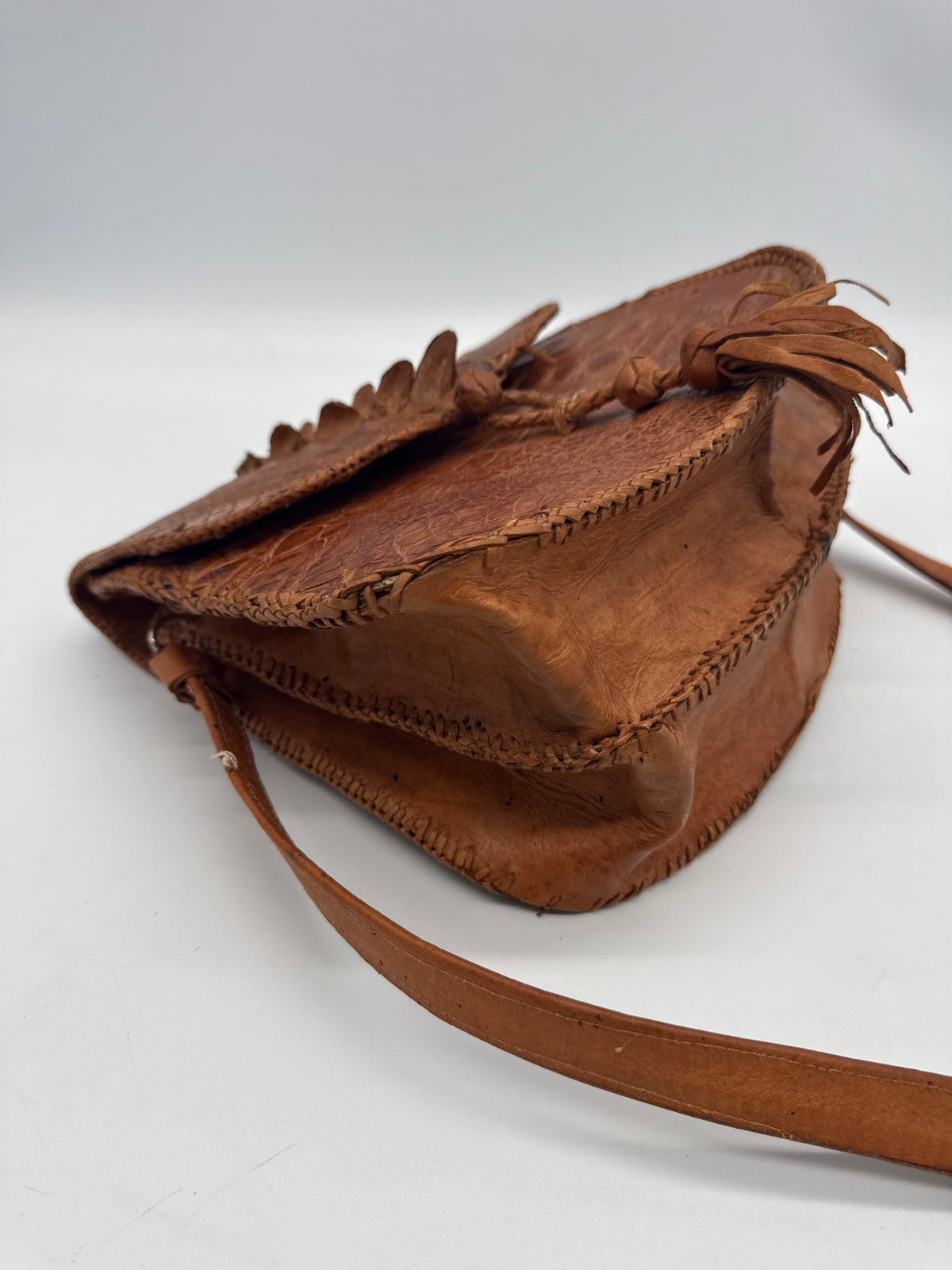 Vintage Krokodilleder Schultertasche Braun – Handgefertigte Exotic Leather Bag