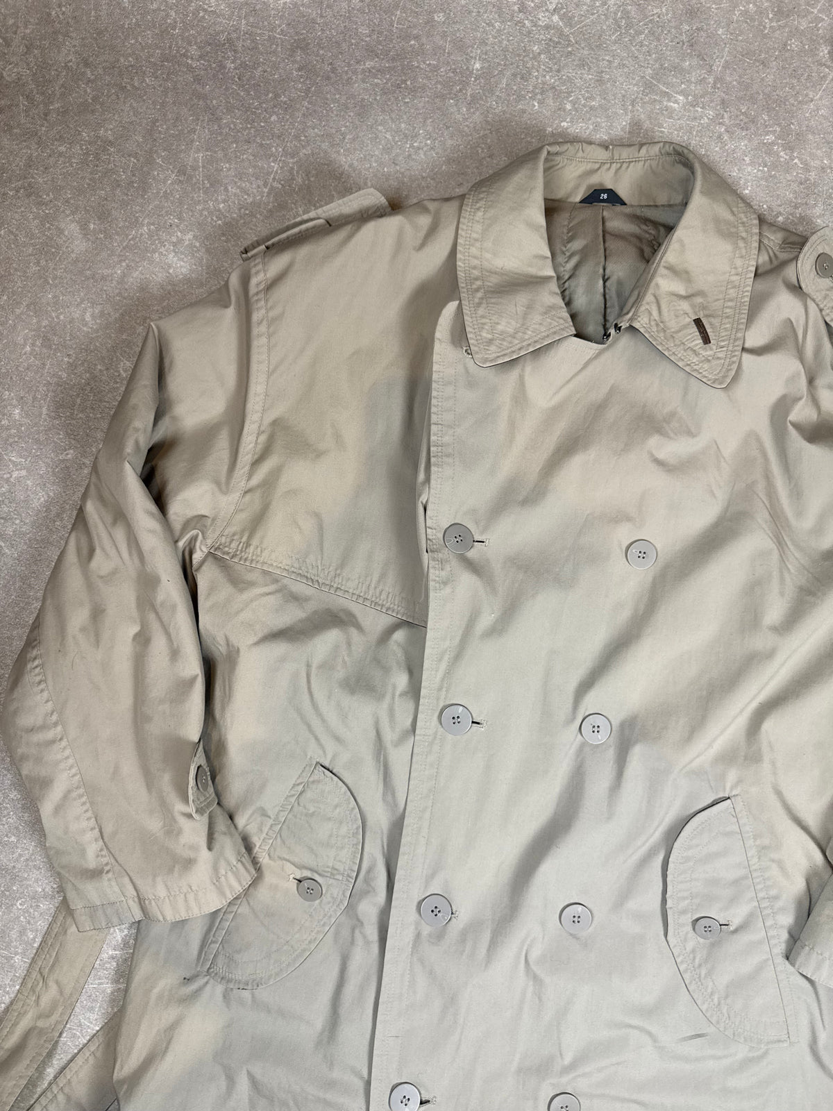 Vintage Herren Trenchcoat Gr. 26 – Beige Mantel mit Gürtel & Warmfutter