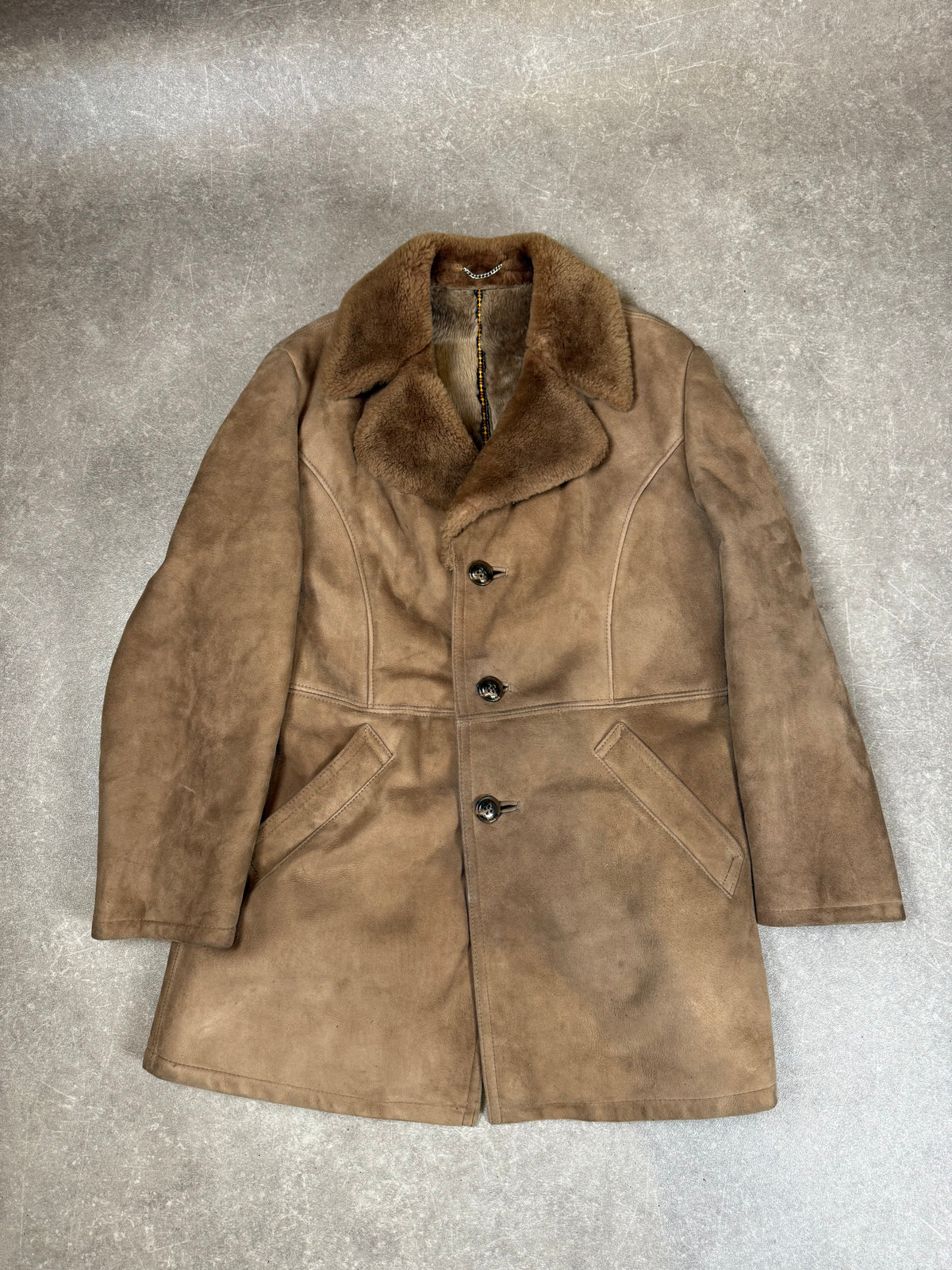 Vintage Lammfellmantel Damen Braun – Echtleder Shearling Fellmantel