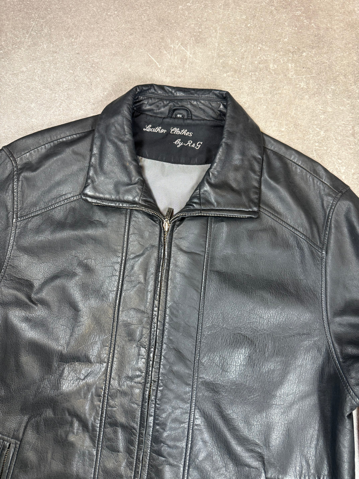 Vintage Herren Lederjacke Schwarz Gr. 52 R&G Echtleder 90er Jahre