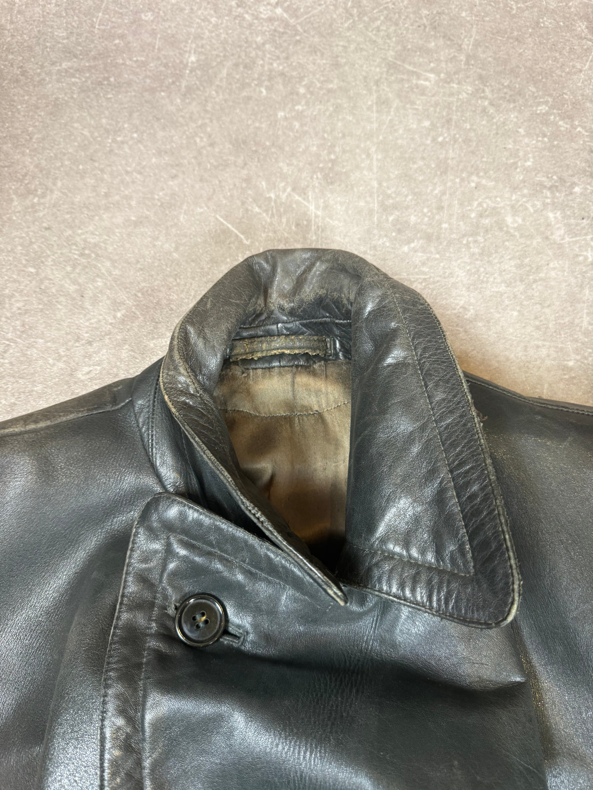 Vintage Shiva Leder Mantel Schwarz Echtleder Gürtel Motorrad Biker 70er 80er