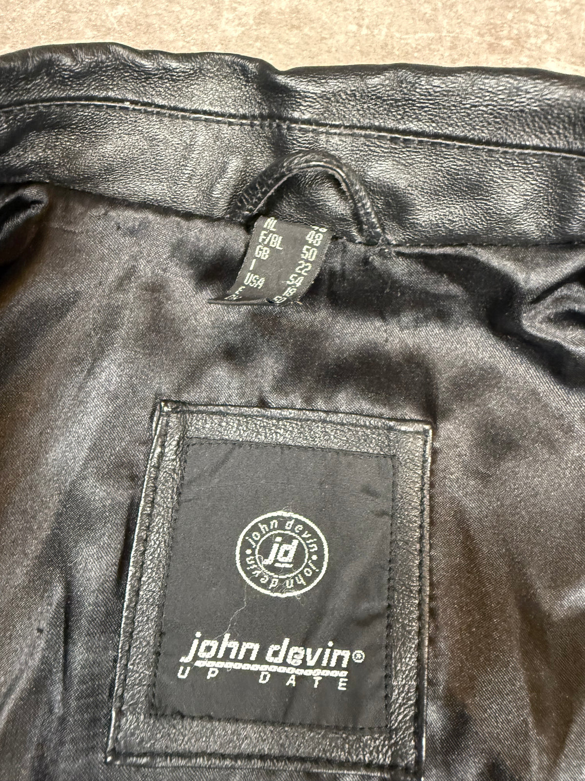 John Devin Vintage Herren Lederjacke Schwarz Gr. 48 Lederblazer