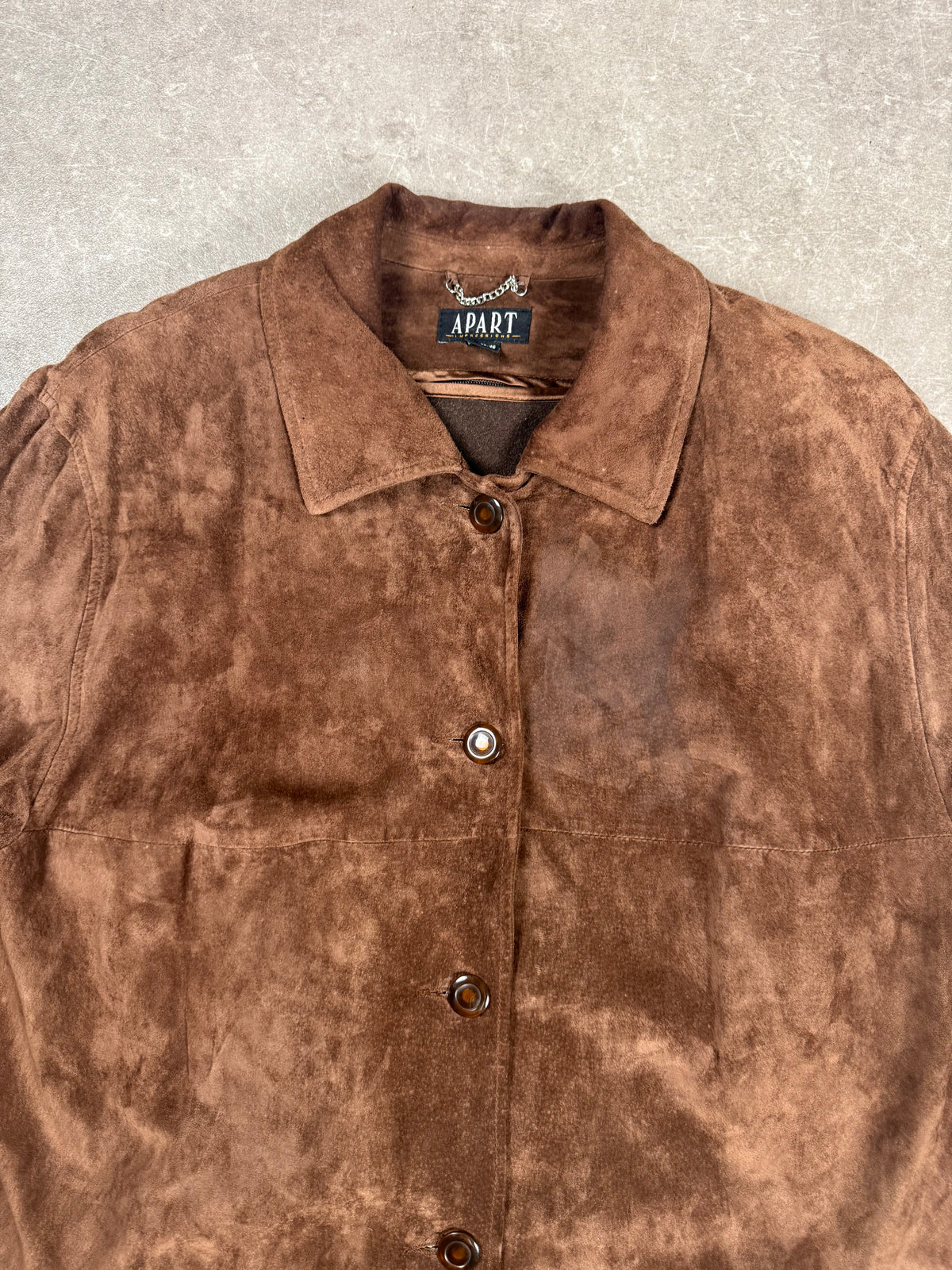 APART Vintage Damen Ledermantel Braun Veloursleder Gr. 44/46