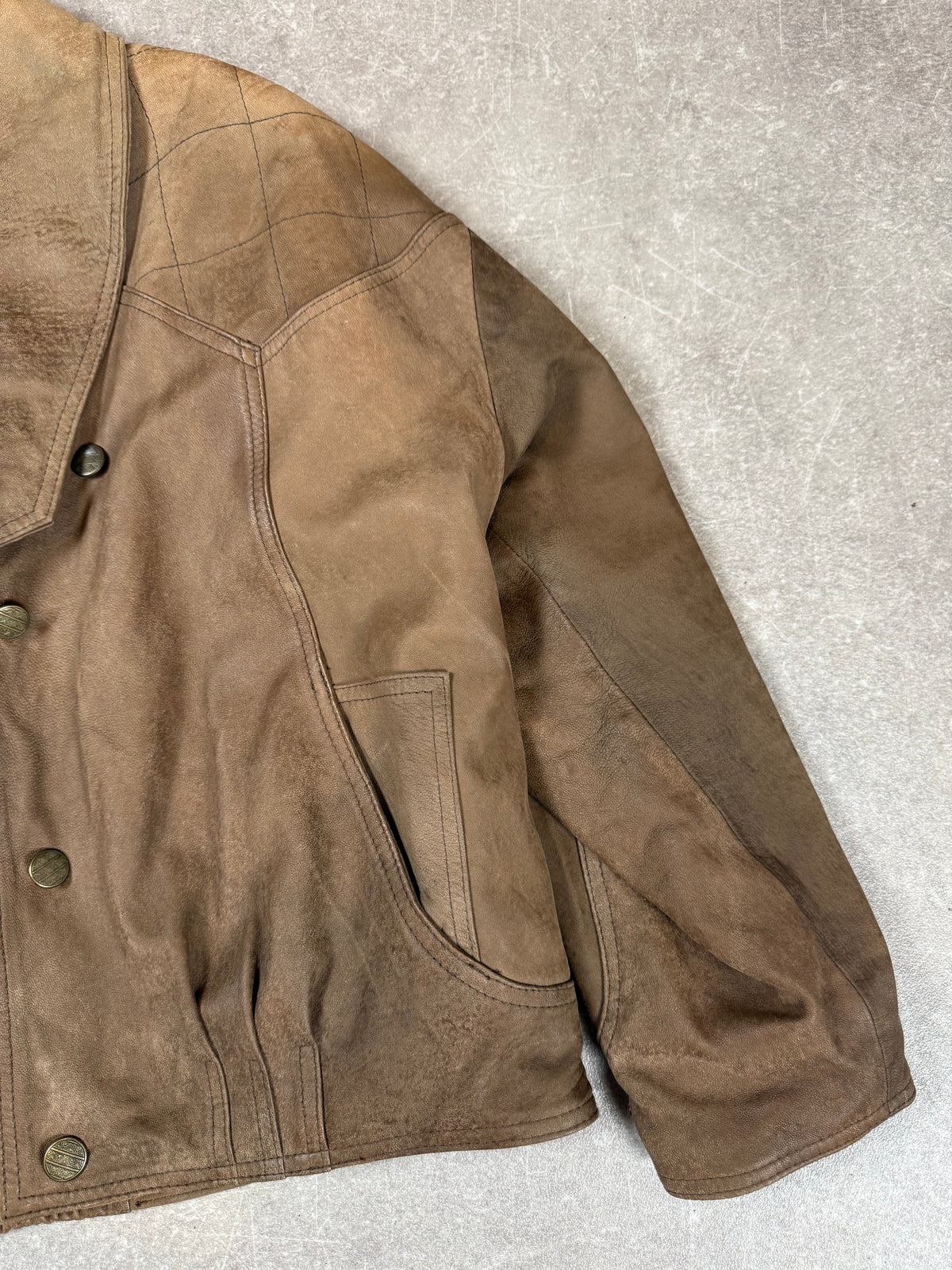 Vintage Damen Lederjacke Gr. 44 Braun Echtleder Schalkragen 80er 90er