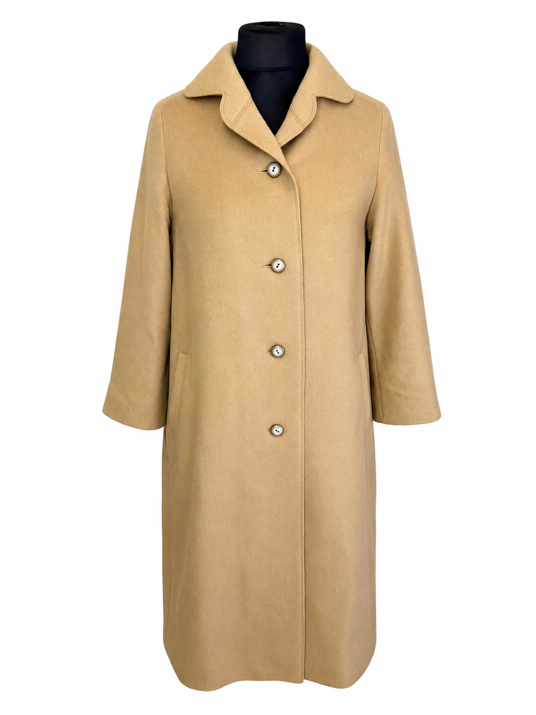 Maris Damen Mantel Beige Camel Wollmantel Lang Vintage Klassisch Gr 42