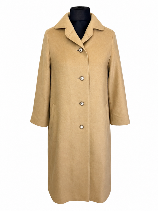 Maris Damen Mantel Beige Camel Wollmantel Lang Vintage Klassisch Gr 42