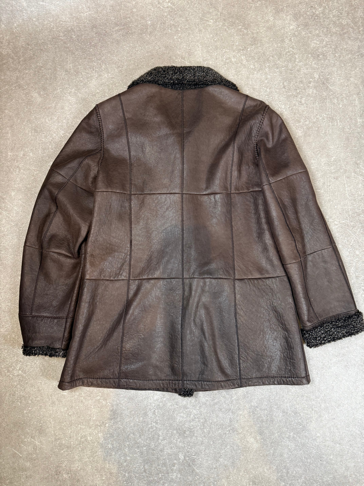 CHRIST Vintage Damen Lammfelljacke Braun – Echtleder Shearling Felljacke